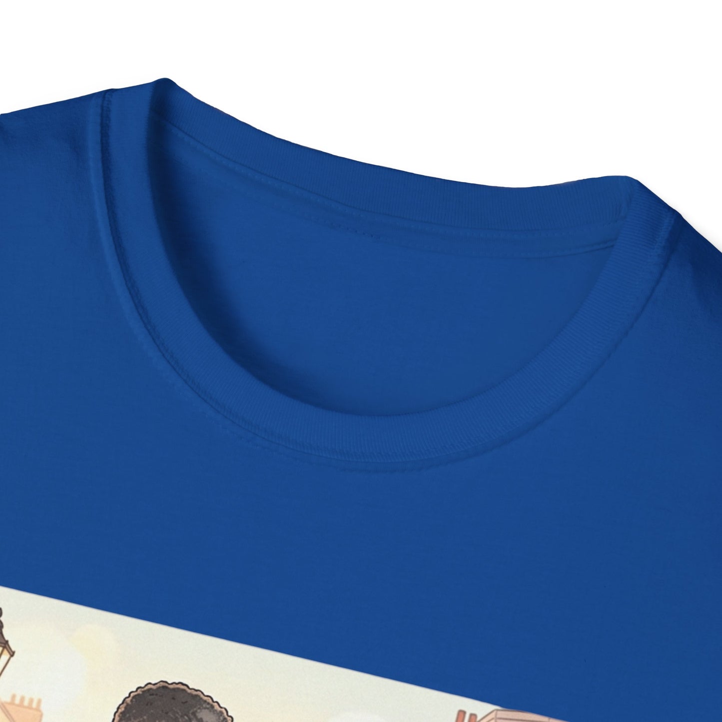 Romantic City Stroll T-Shirt — Couple Bouquet Illustration