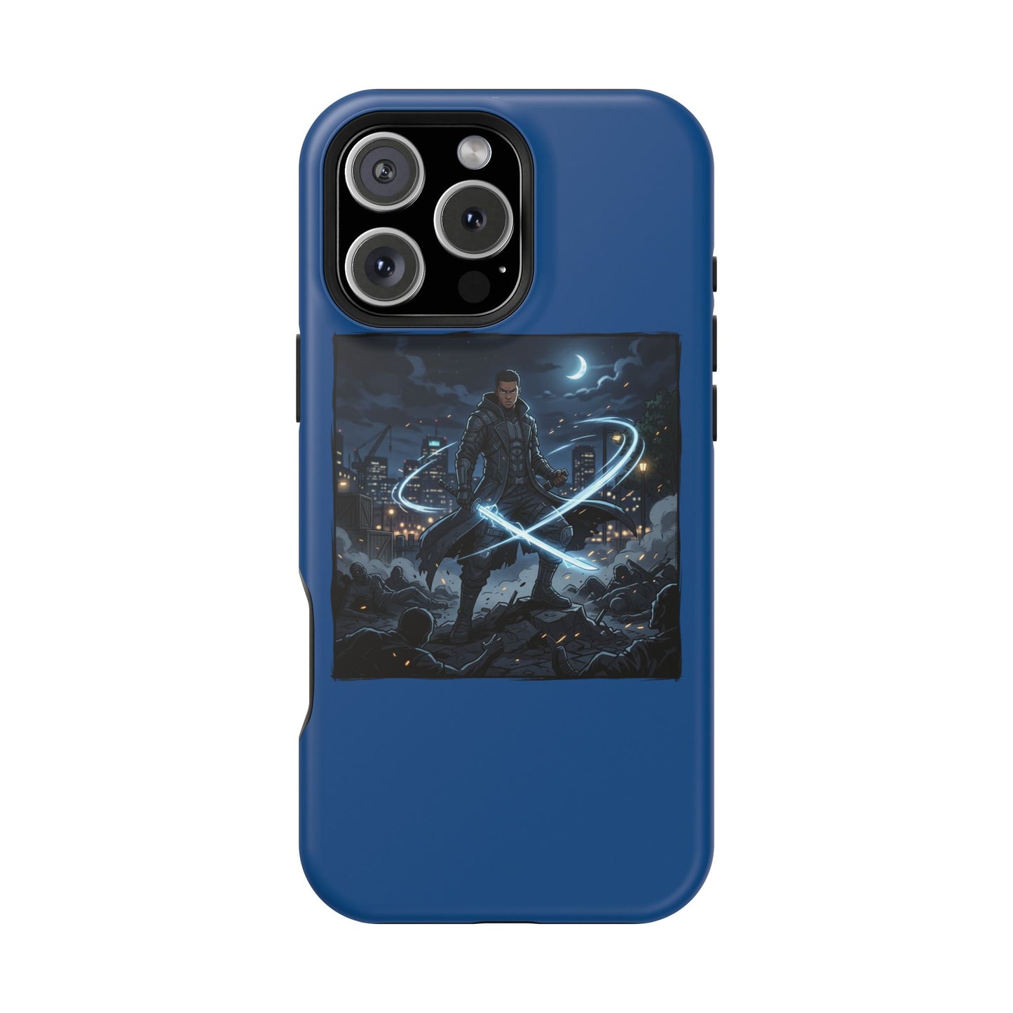 Magnetic Impact-Resistant Phone Case — Night Warrior Sci‑Fi Design