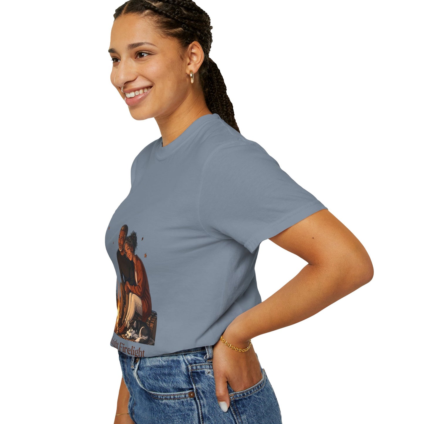 Midnight Firelight T-Shirt — Cozy Couple Campfire Graphic Tee