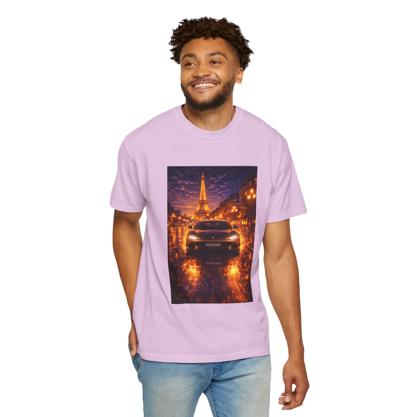 Paris Night Drive T-Shirt — Eiffel Tower Car Scene