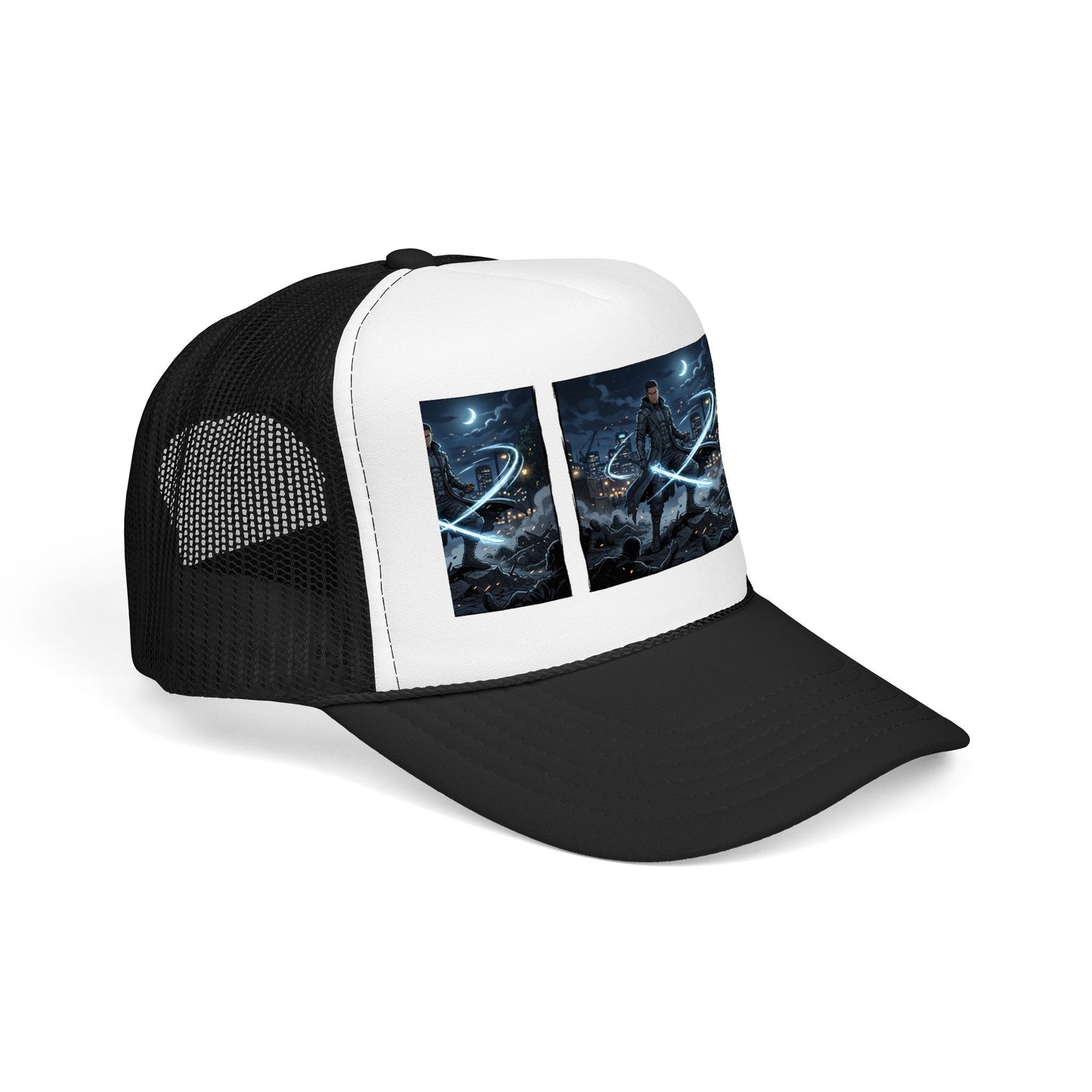 Trucker Hat — Neon Samurai Triptych Foam Trucker Cap