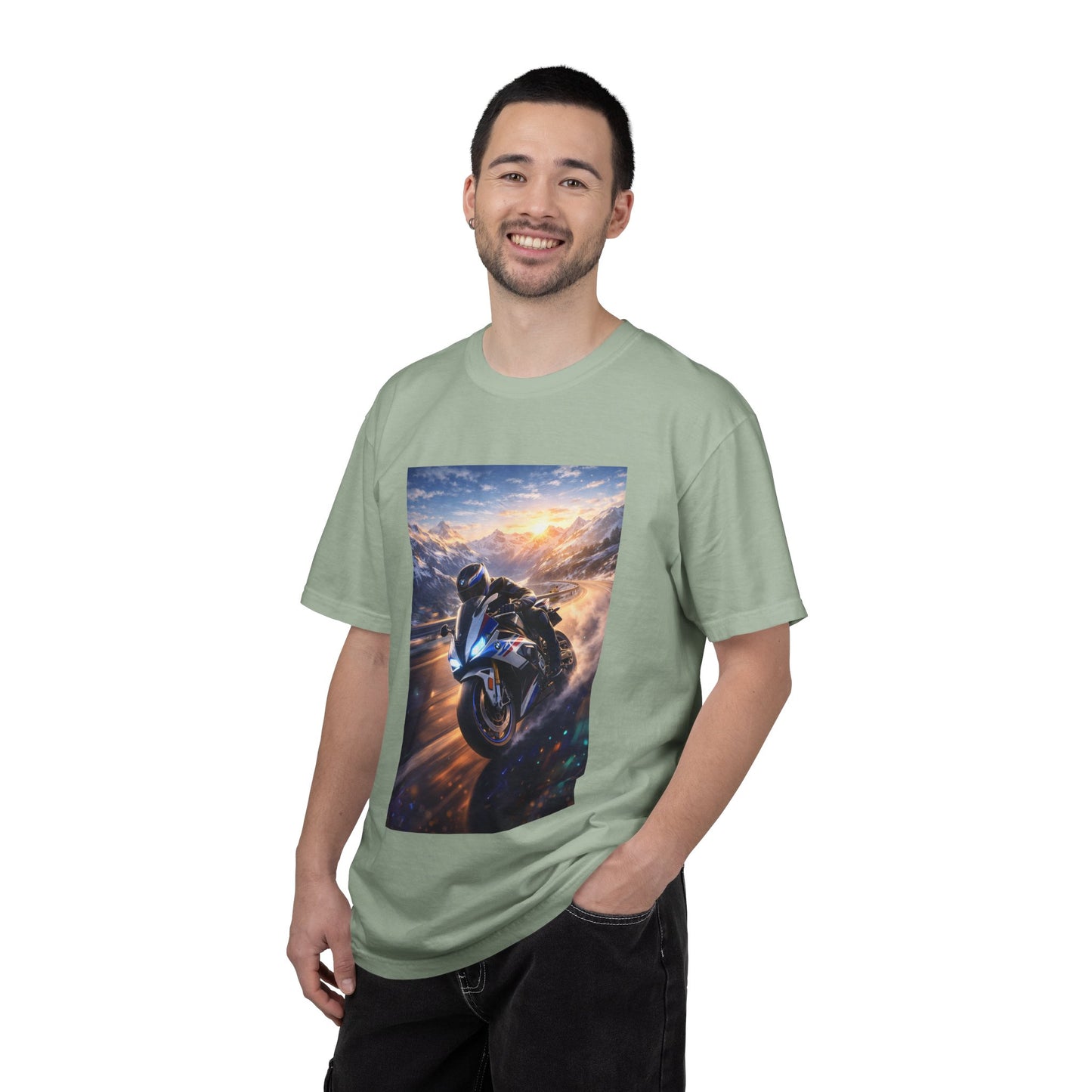 BMW S1000RR ALPINE GHOST RIDE - T‑Shirt — Sportbike Skyline Graphic Tee