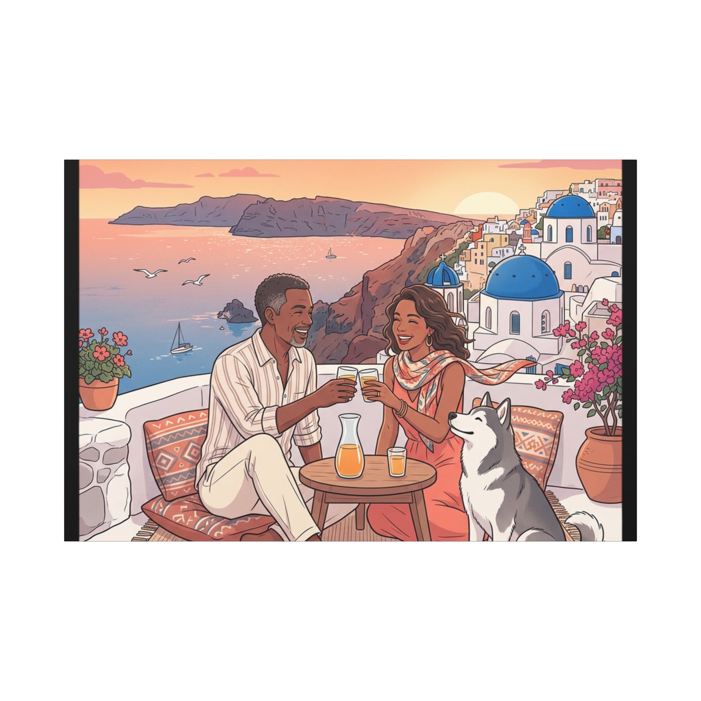 Santorini, Greece – “Sunset Serenade - Matte Canvas, Stretched, 1.25"