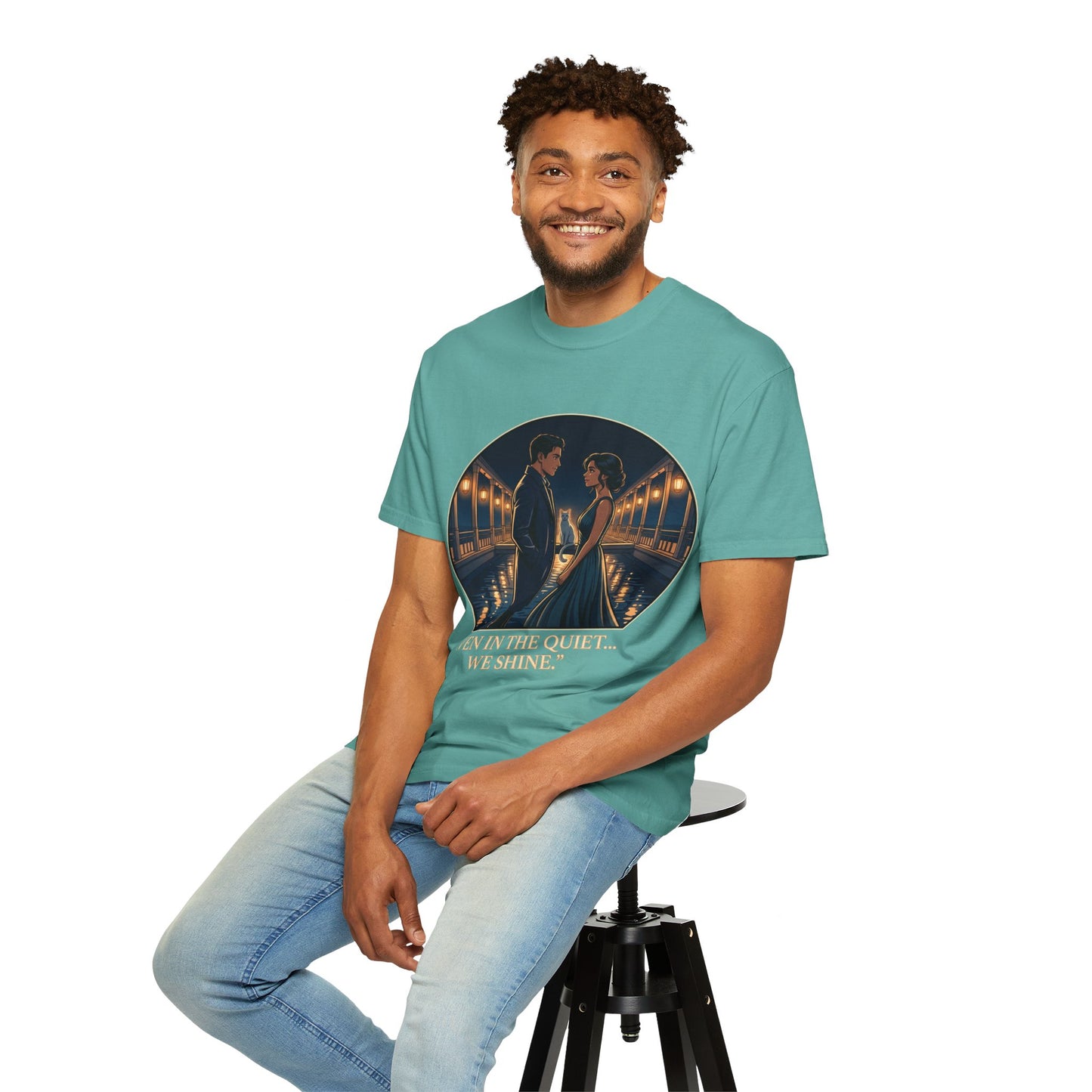Romantic Night Stroll T-Shirt — "Even in the Quiet... We Shine" Graphic Tee