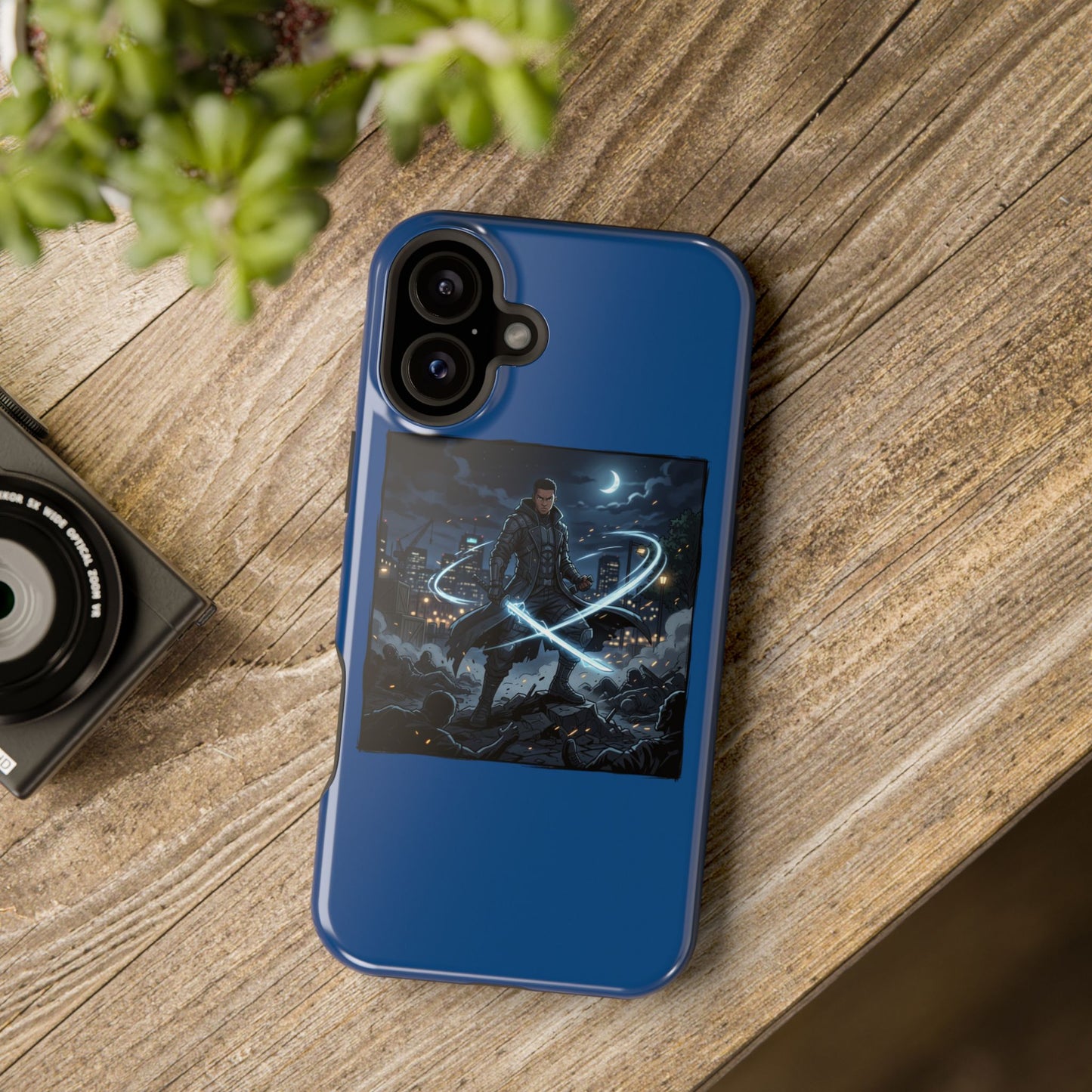 Magnetic Impact-Resistant Phone Case — Night Warrior Sci‑Fi Design