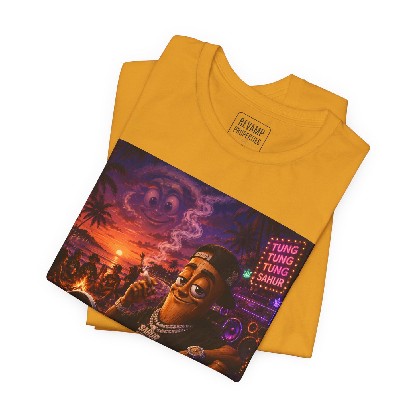 Tung Tung Tung Sahur Laid-Back Nightlife Graphic Tee — "Things Take Time" Urban Cartoon Design