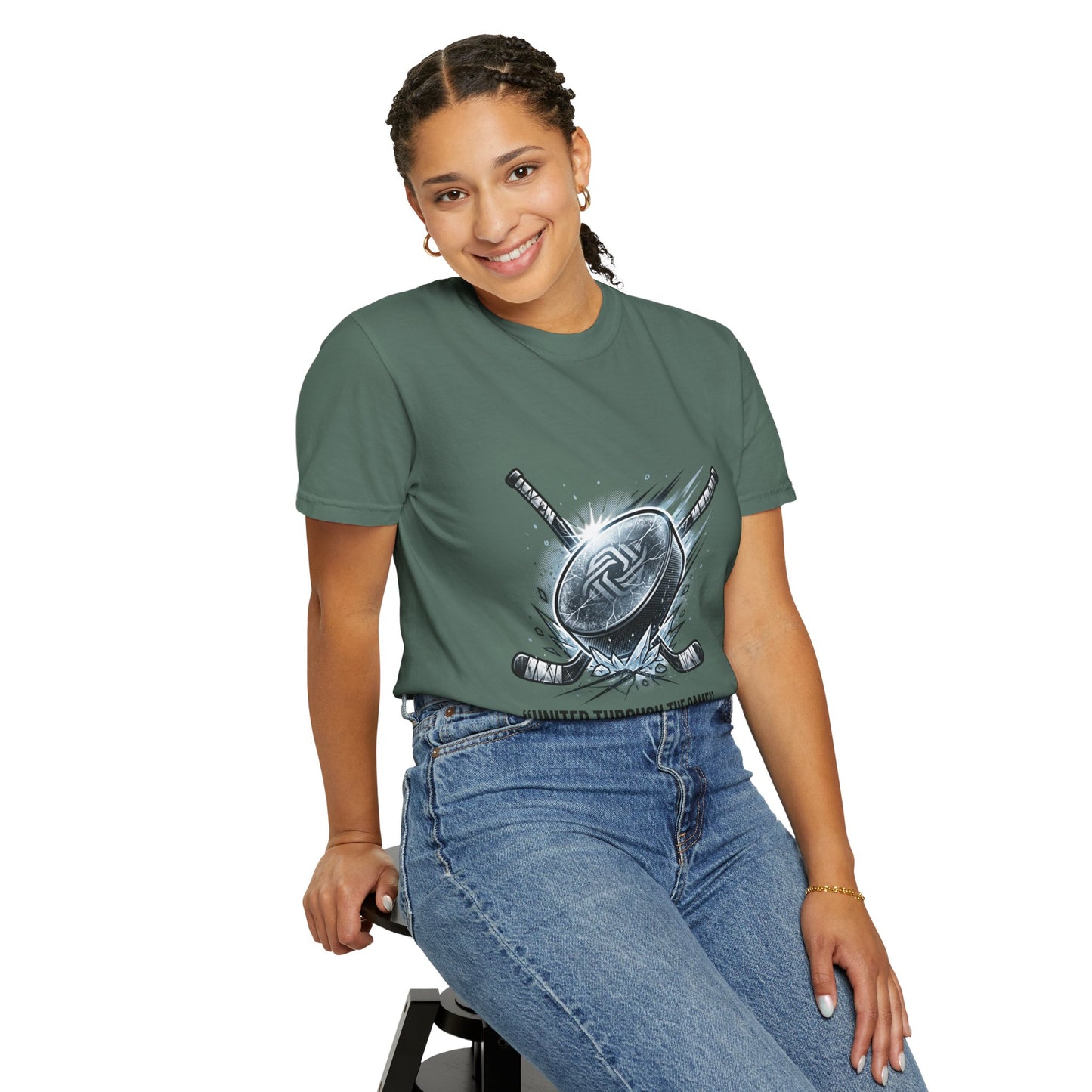 Hockey Graphic Tee — "United Through the Game" Team Spirit T-Shirt