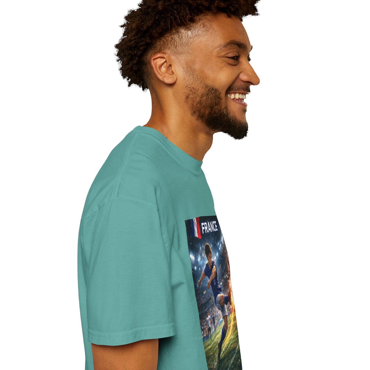 France Soccer Player Graphic T-Shirt — Football Kick Stadium Design
