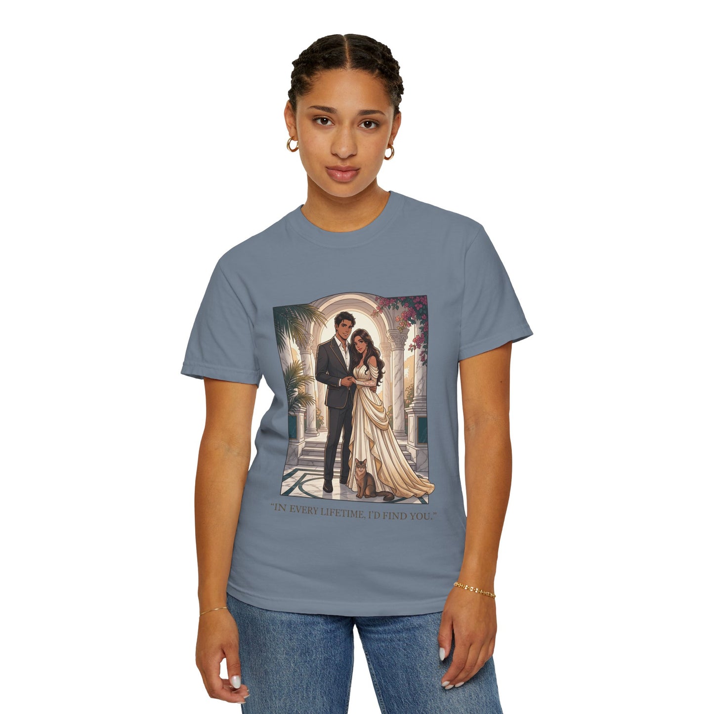 Romantic Vintage Wedding Portrait T-Shirt — "In Every Lifetime, I'd Find You"