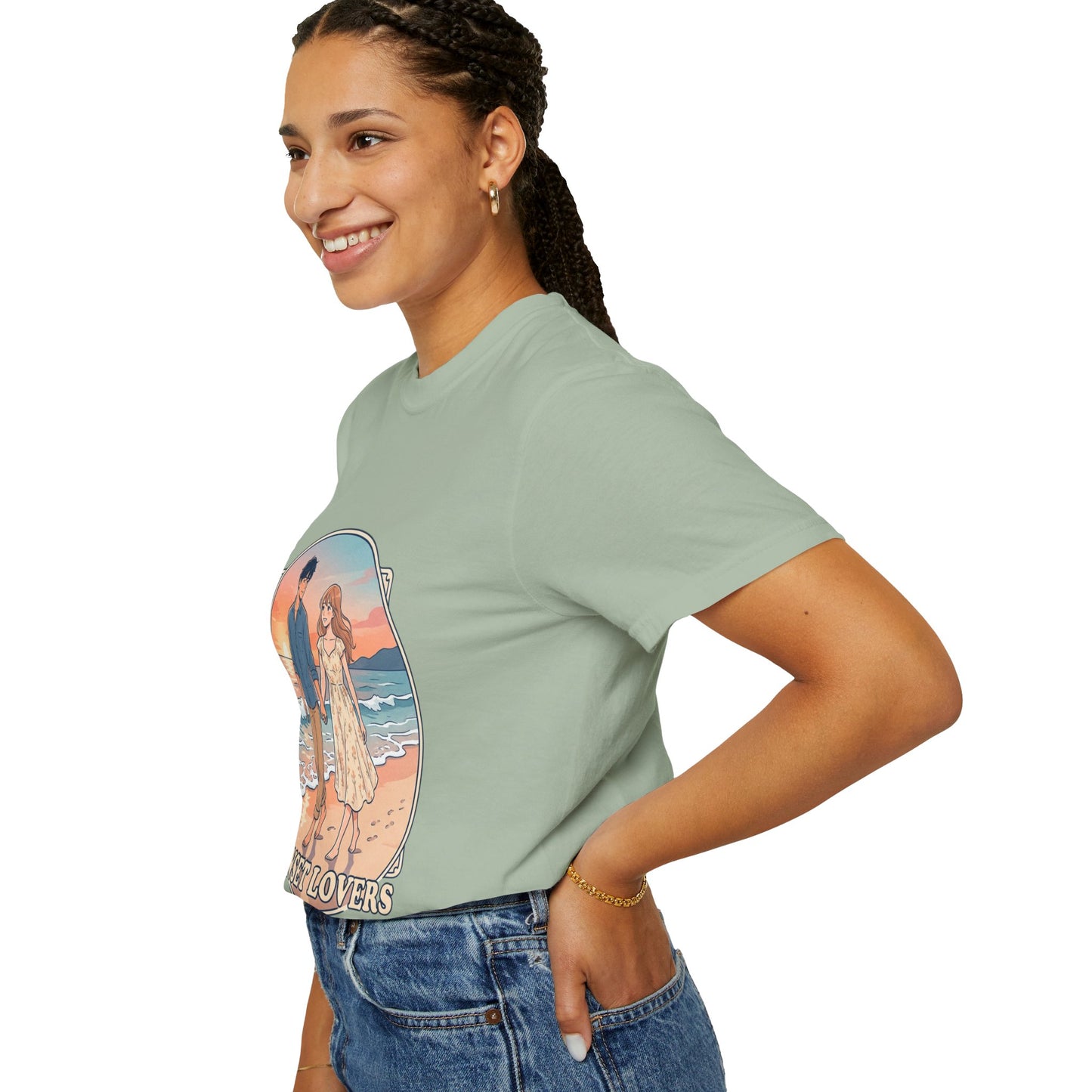 Sunset Lovers Beach T-Shirt — Romantic Couple Graphic Tee