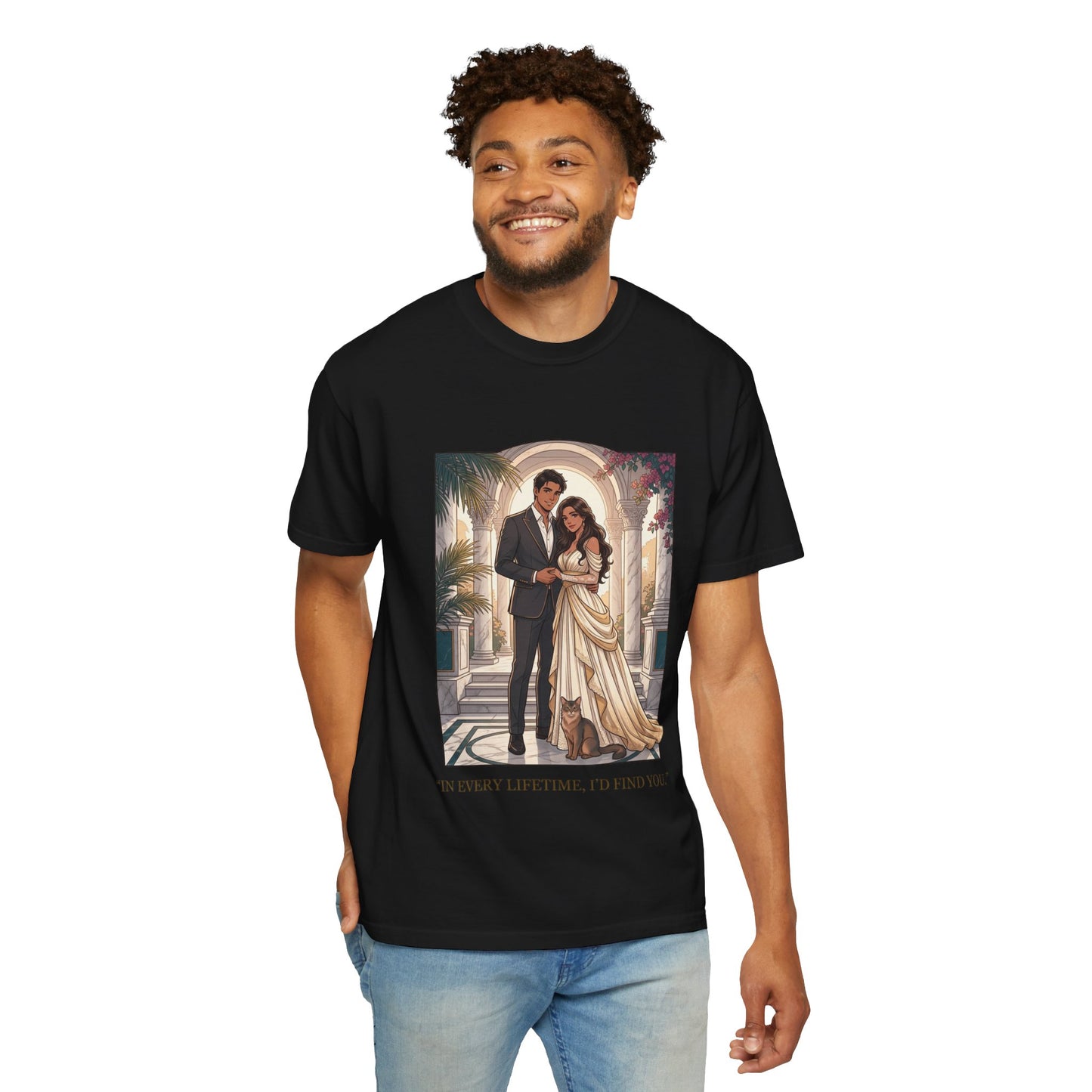 Romantic Vintage Wedding Portrait T-Shirt — "In Every Lifetime, I'd Find You"