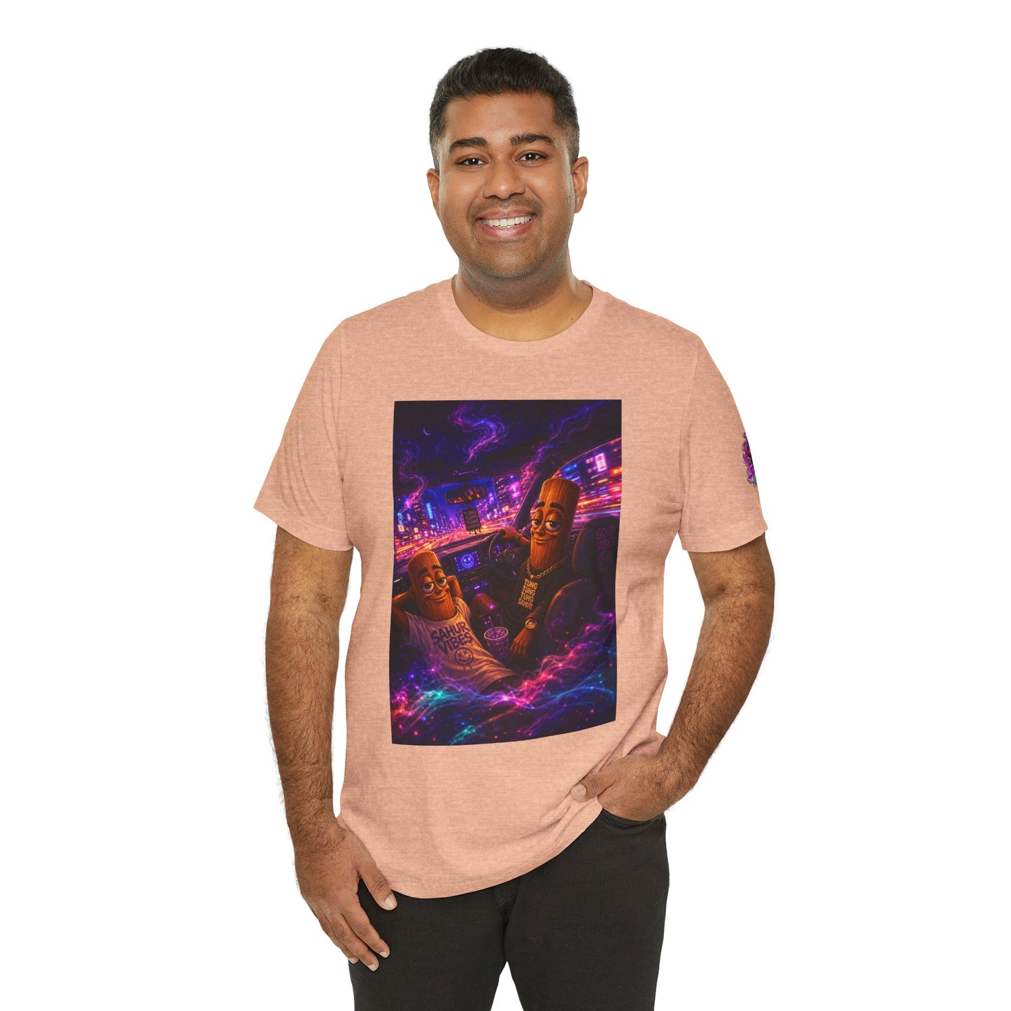Tung Tung Tung Sahur Who Ride Like Us T-Shirt — Night Cruise Vaporwave Graphic Tee