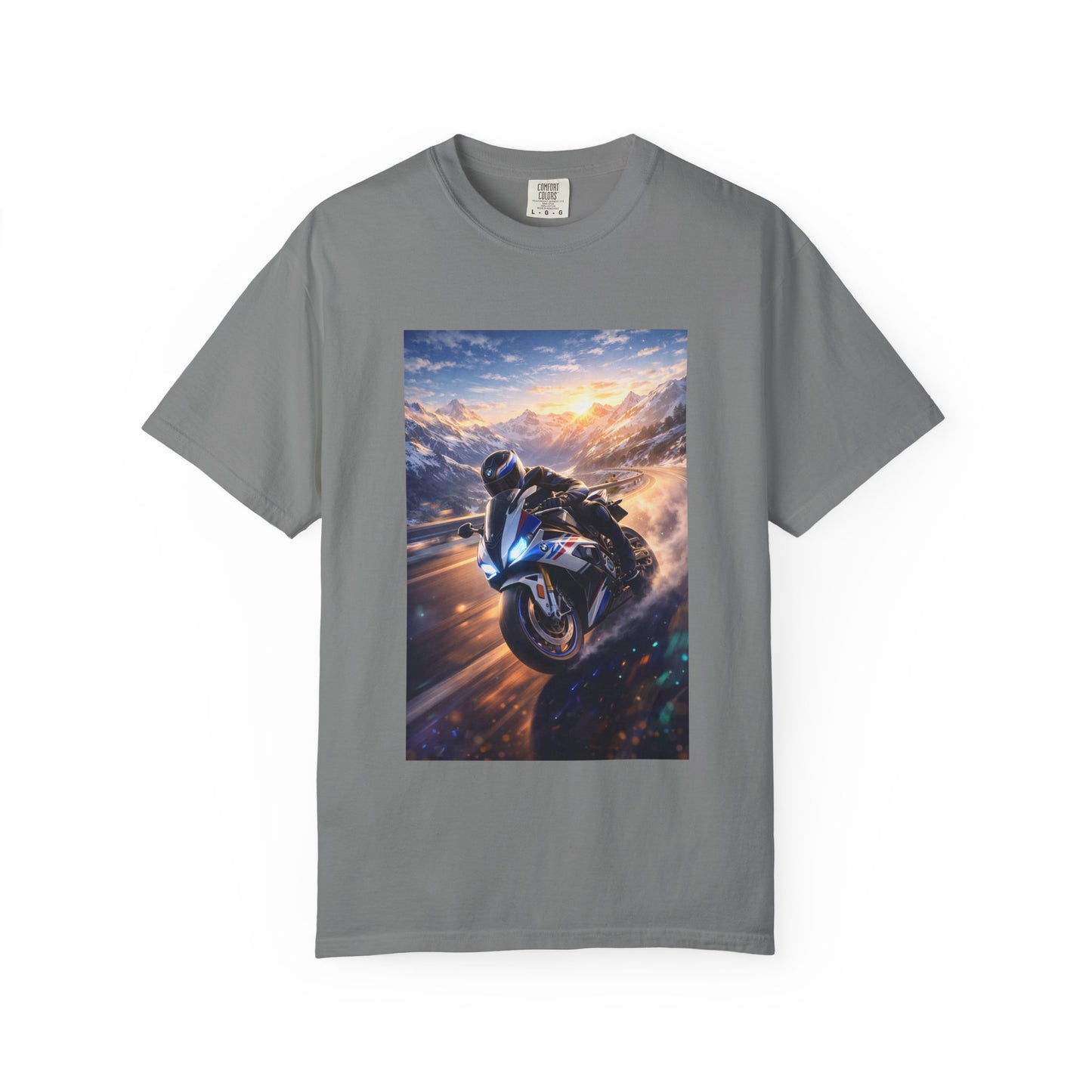 BMW S1000RR ALPINE GHOST RIDE - T‑Shirt — Sportbike Skyline Graphic Tee