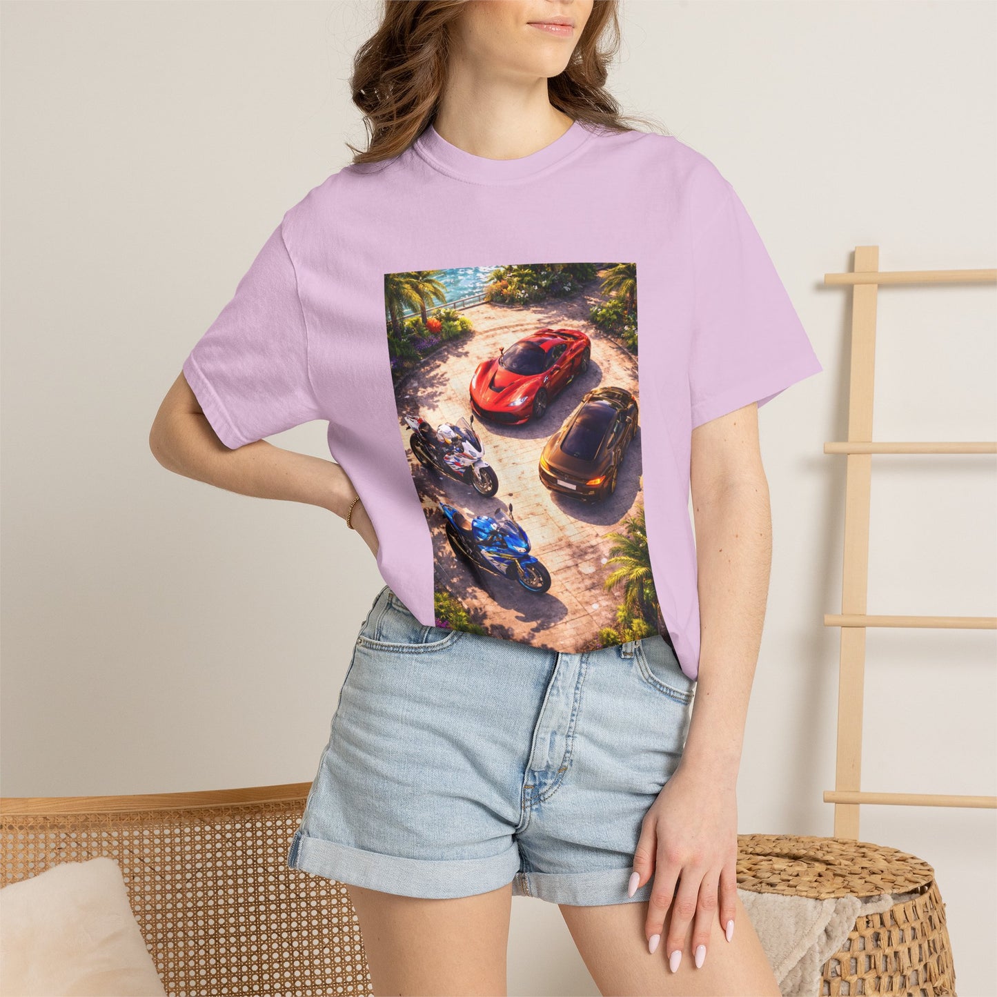 MULTI-VEHICLE - T-Shirt — Tropical Sports Cars & Motorbikes Print