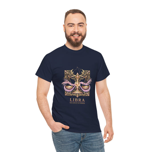 Libra Scales T‑Shirt — Zodiac Balance Is Power Tee
