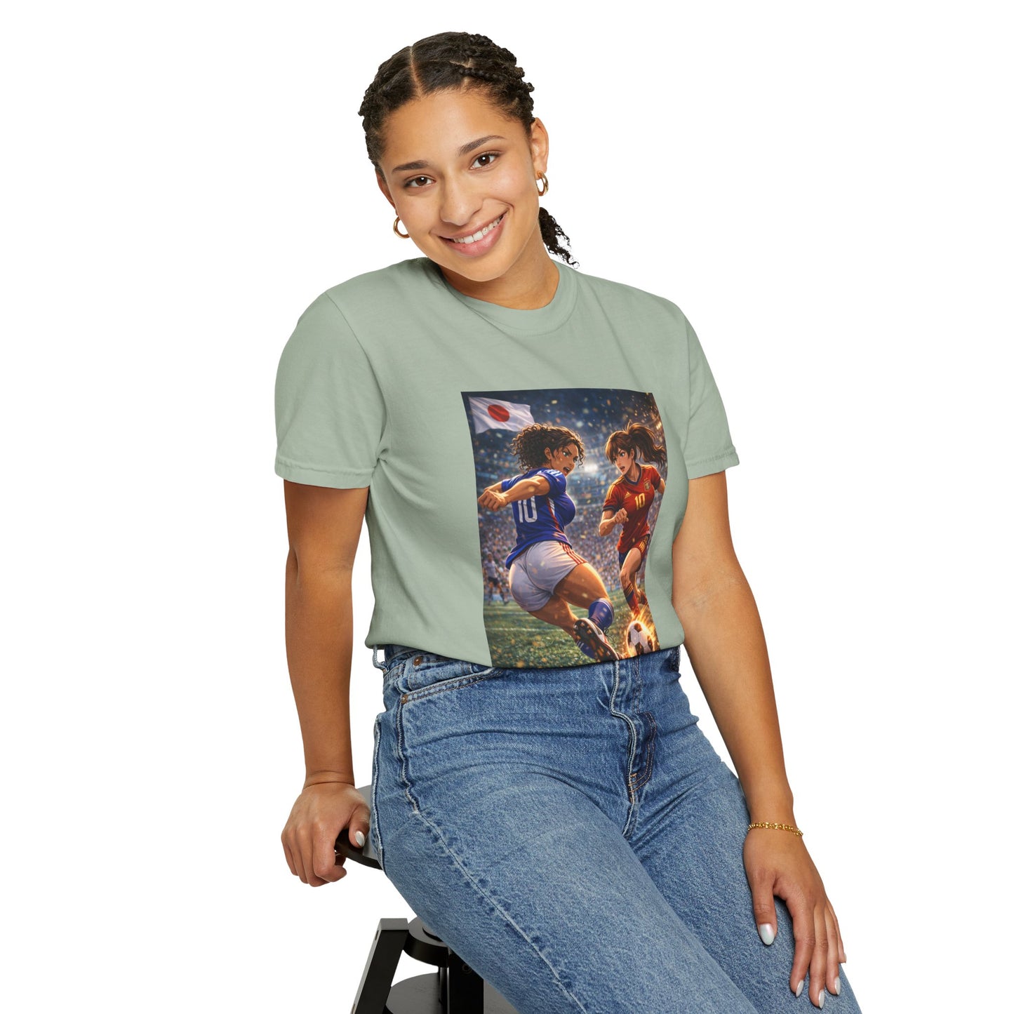 JAPAN Soccer Duel Graphic T-Shirt — Intense Japan vs Spain Football Art