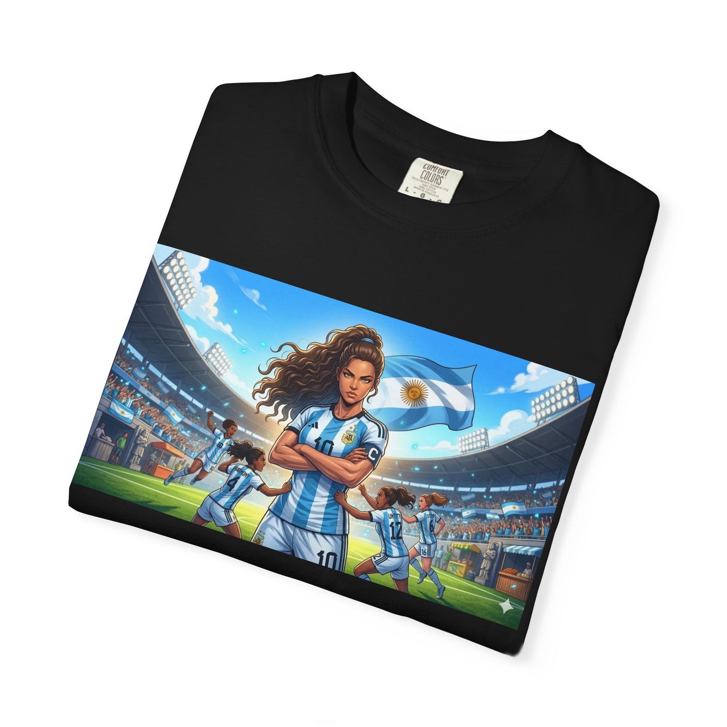 Argentina Soccer Heroine Stadium T-Shirt – Female Soccer Player Graphic Tee