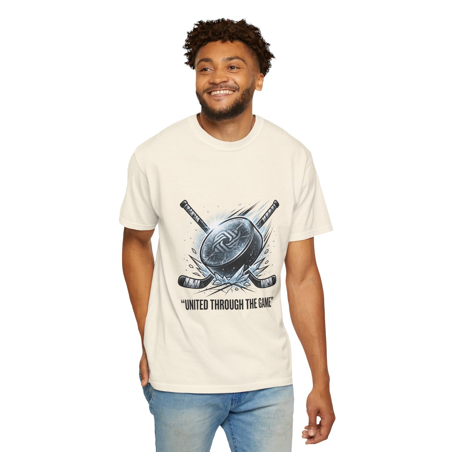 Hockey Graphic Tee — "United Through the Game" Team Spirit T-Shirt