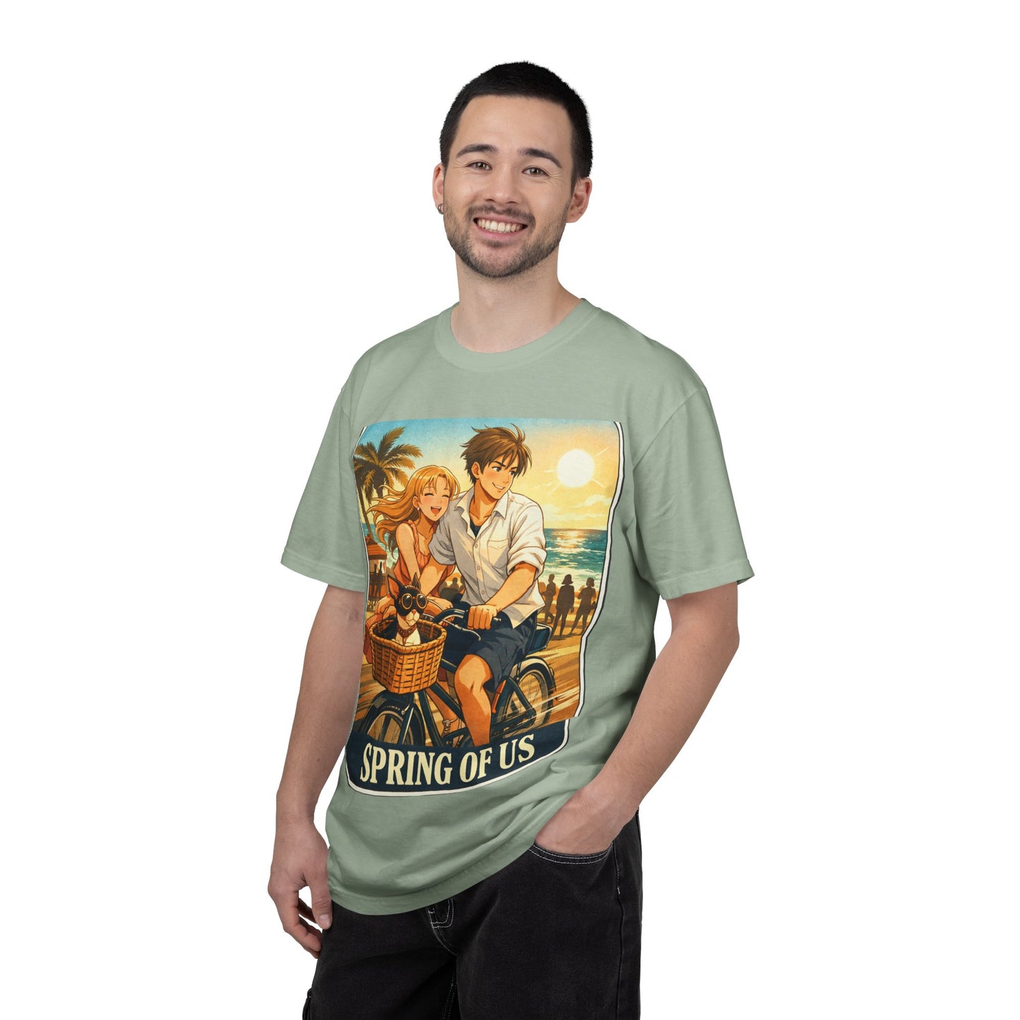 Spring of Us T-Shirt — Vintage Beach Couple Bicycle Design