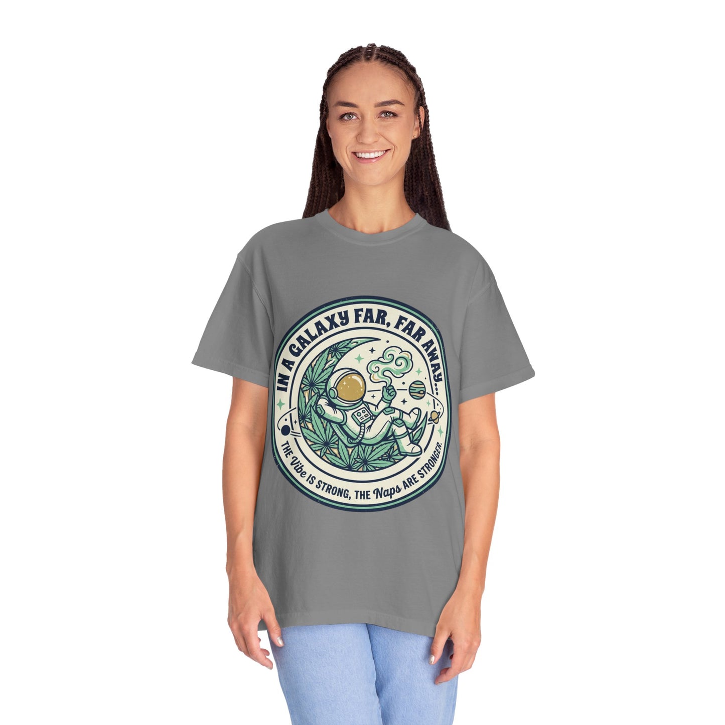 T-Shirt — "In a Galaxy Far, Far Away" Retro Space Nap Graphic Tee