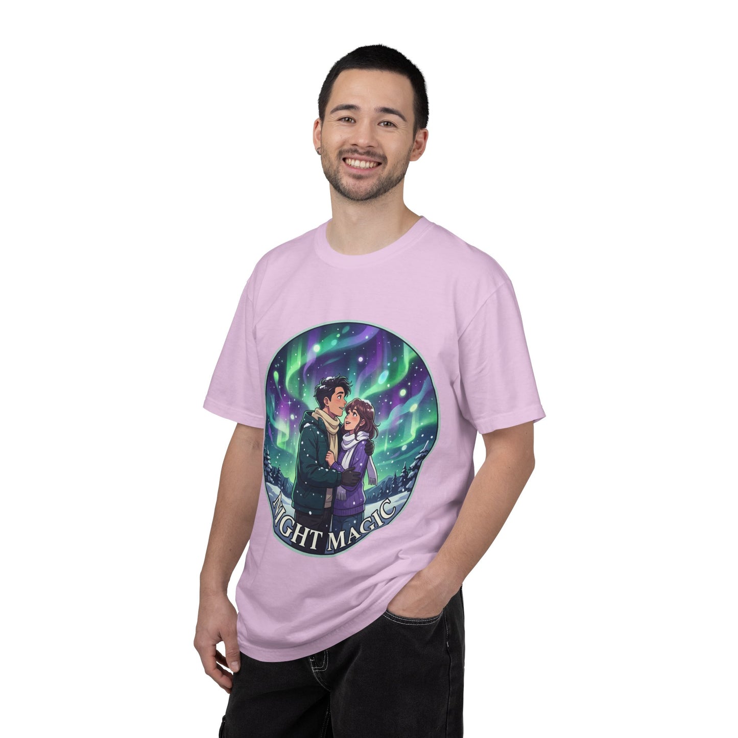 Night Magic T-Shirt — Northern Lights Couple Illustration