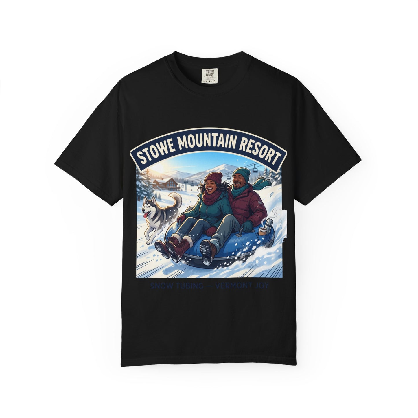 Stowe Mountain Resort Snow Tubing T-Shirt — "Vermont Joy" Winter Apparel