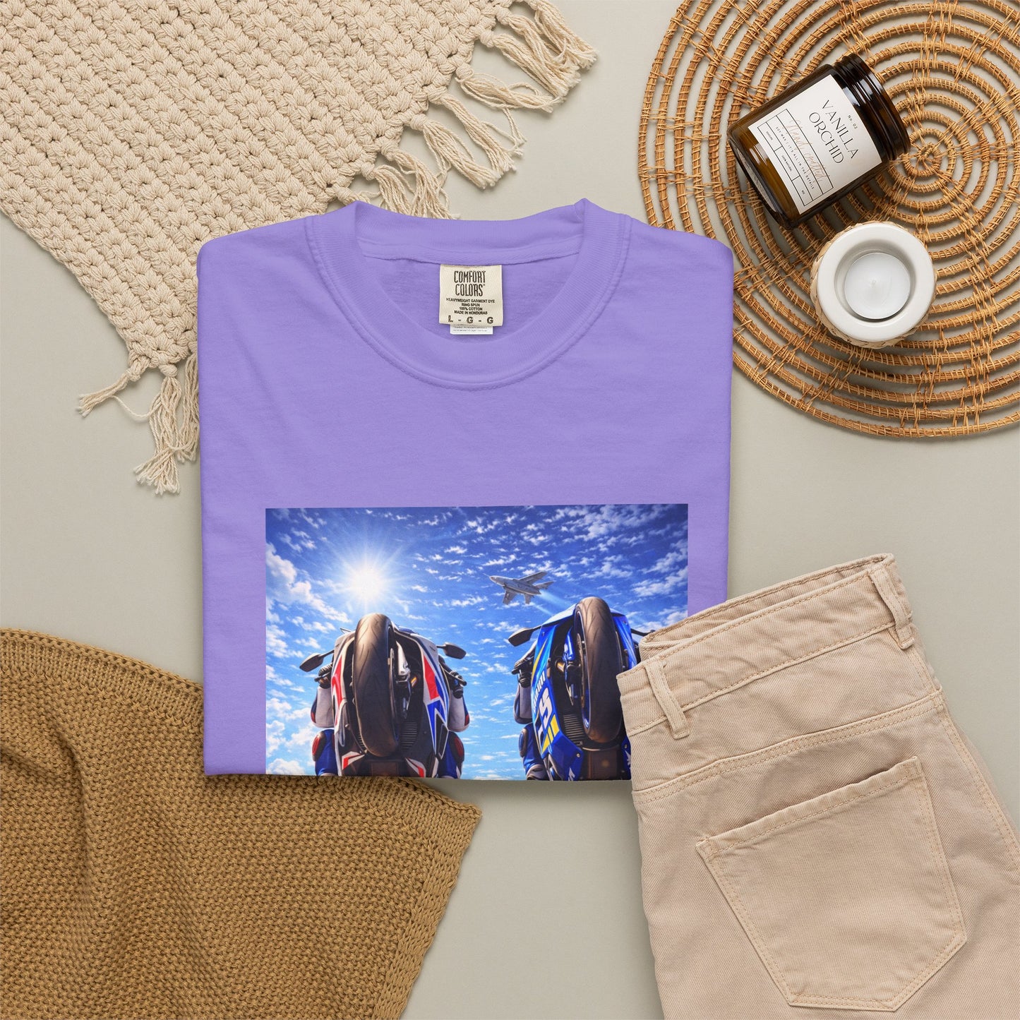 Motorcycle Sunset T-Shirt — Two Bikes Riding Into the Horizon
