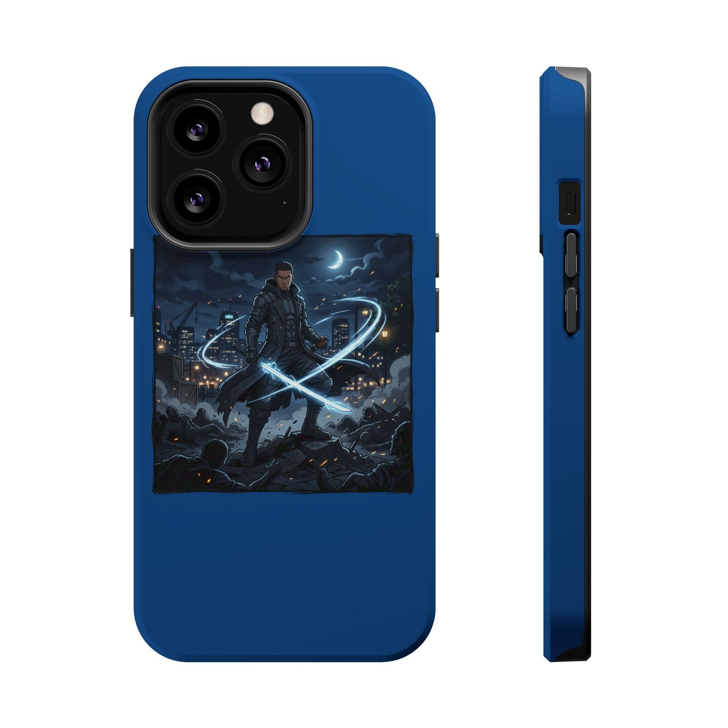 Magnetic Impact-Resistant Phone Case — Night Warrior Sci‑Fi Design