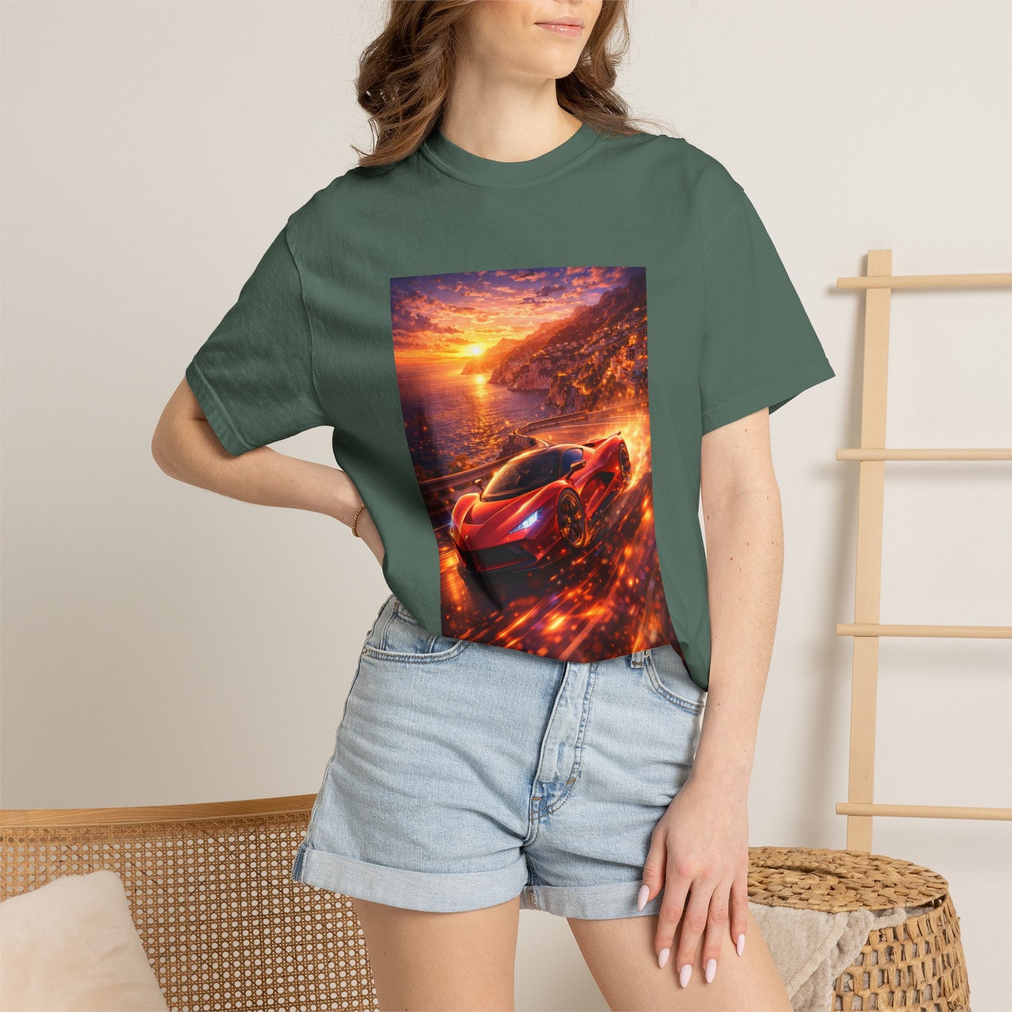 Ferrari F80- Amalfi Coast, Italy - T‑Shirt — Red Sports Car Print