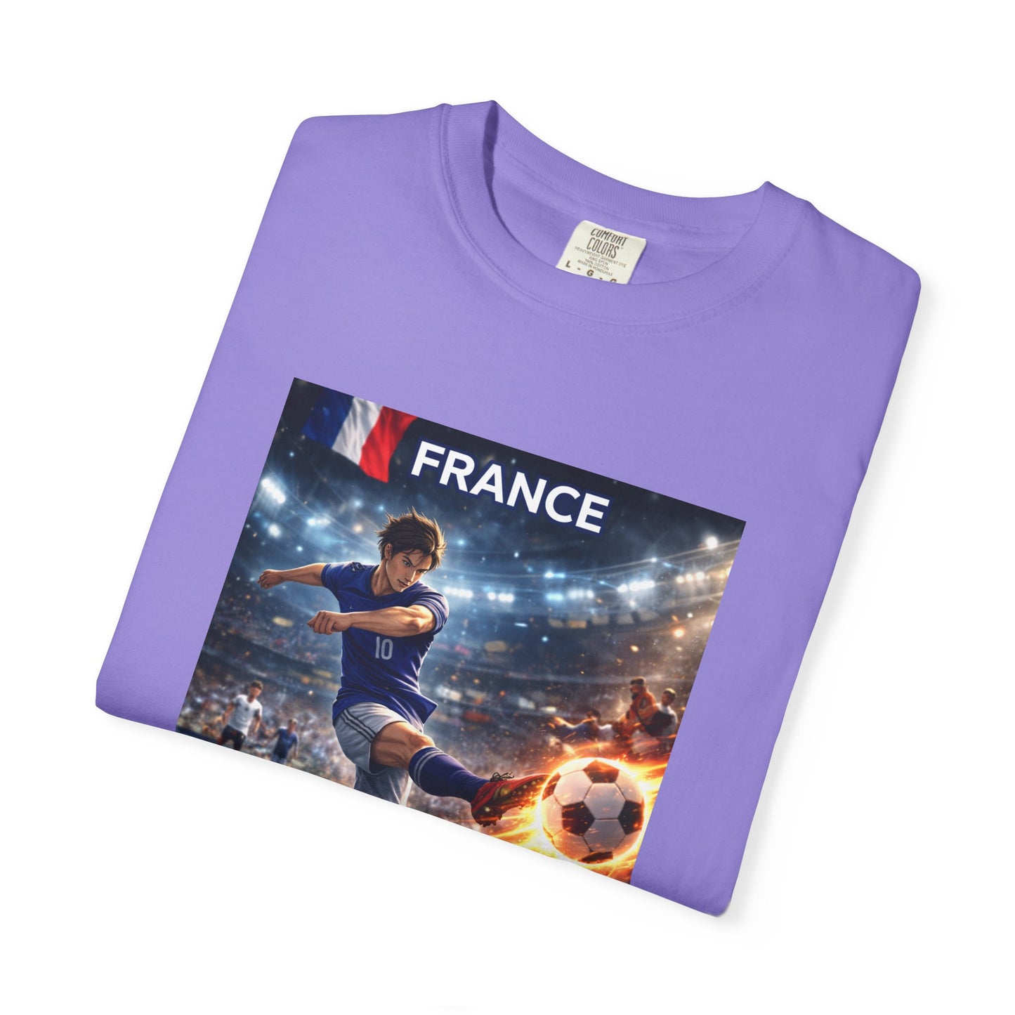 France Soccer Player Graphic T-Shirt — Football Kick Stadium Design