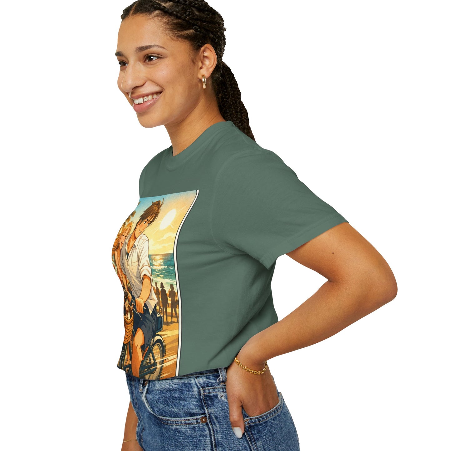Spring of Us T-Shirt — Vintage Beach Couple Bicycle Design