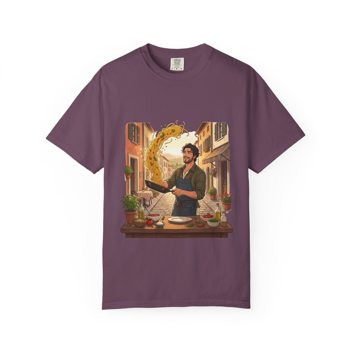 Italian Chef Pasta Toss T-Shirt — Vintage Street Kitchen Cooking Graphic Tee
