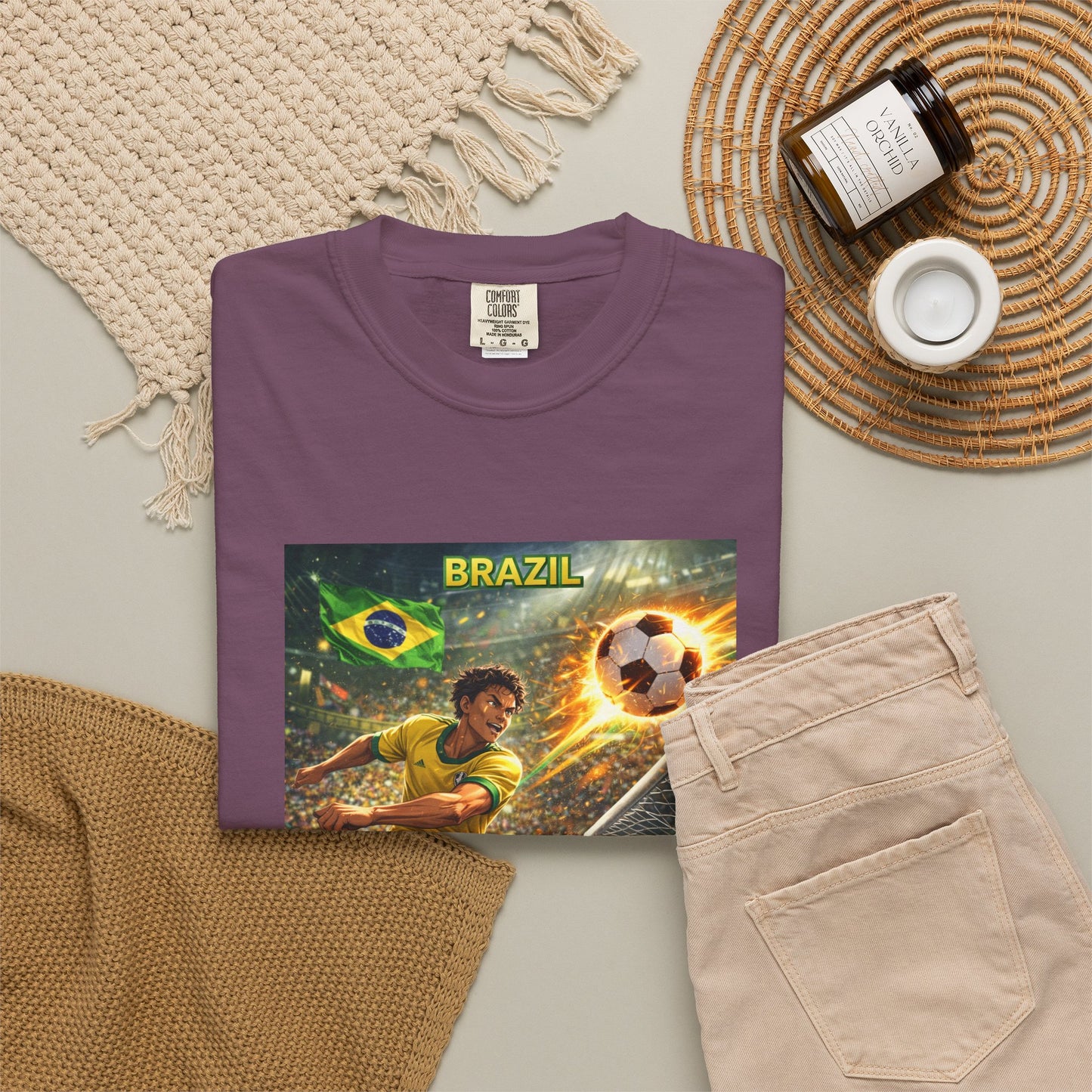 Brazil Soccer T-Shirt – Vintage Player Kick Graphic (Brazil)