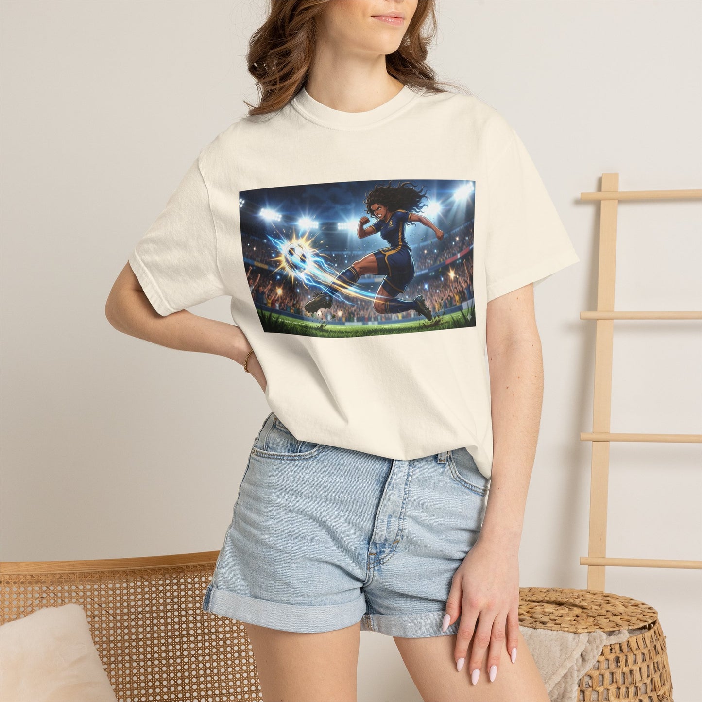Soccer Kick Graphic T-Shirt — Energetic Stadium Football Design