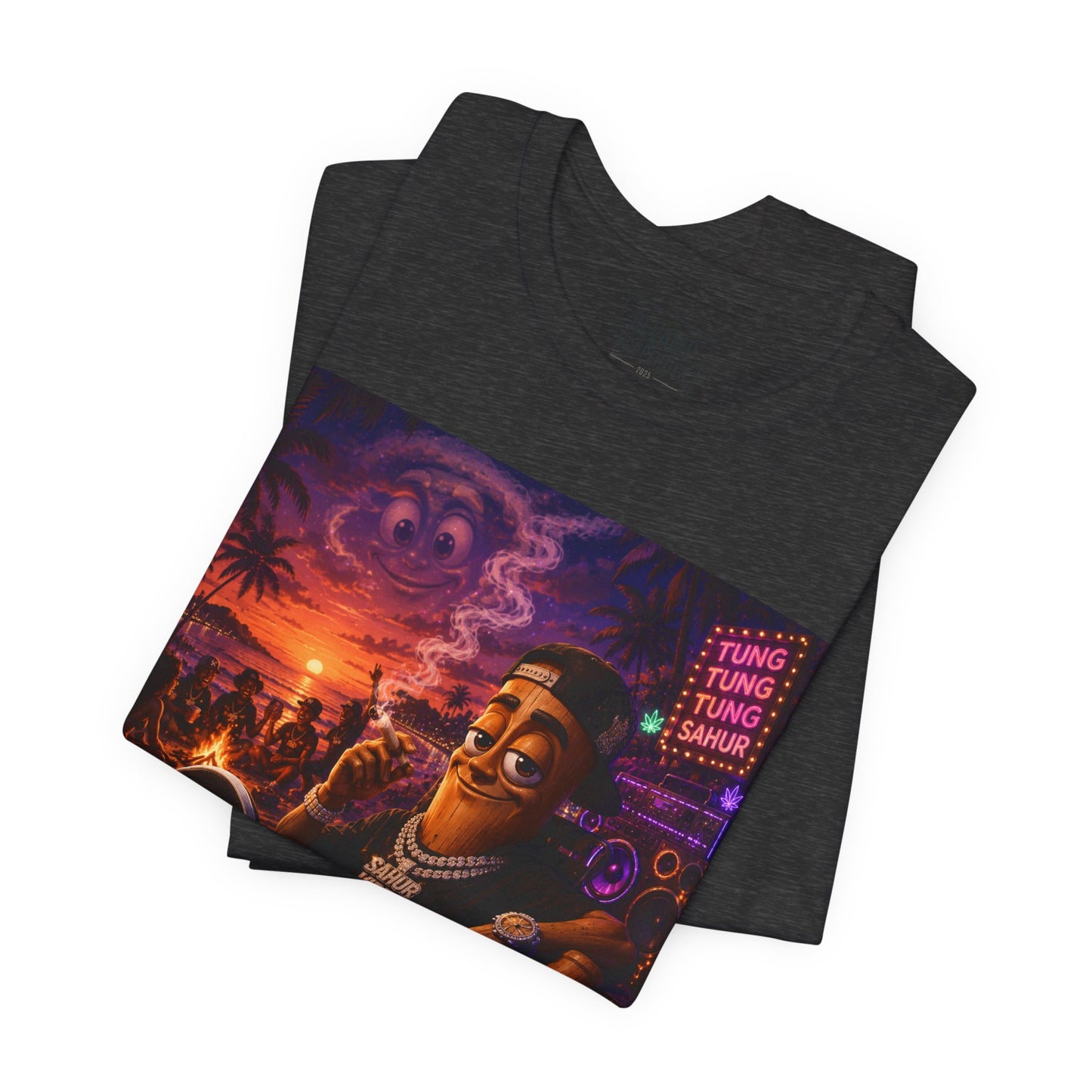 Tung Tung Tung Sahur Laid-Back Nightlife Graphic Tee — "Things Take Time" Urban Cartoon Design