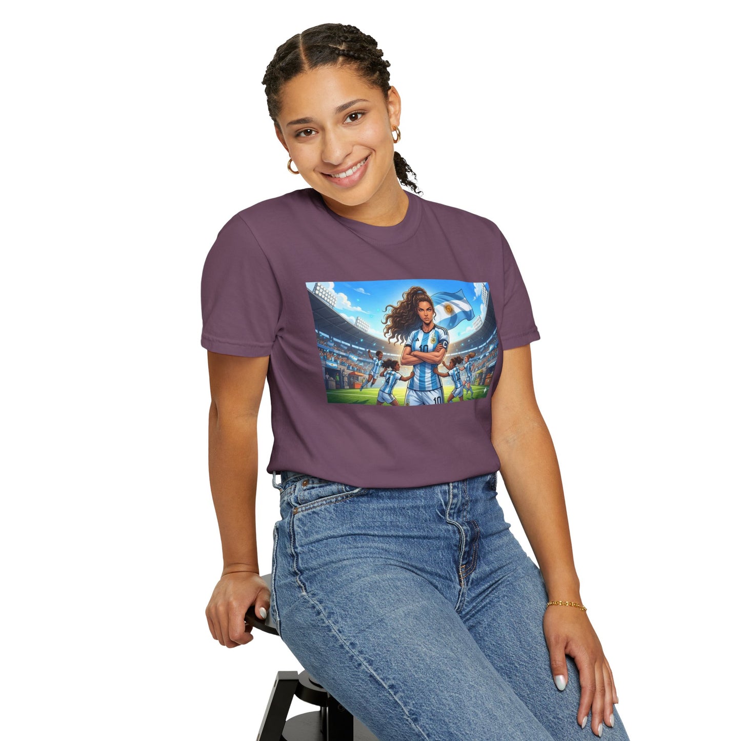 Argentina Soccer Heroine Stadium T-Shirt – Female Soccer Player Graphic Tee
