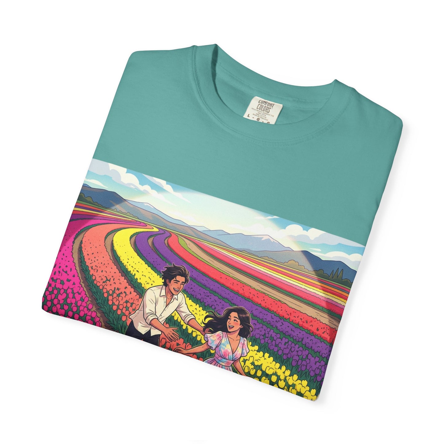 Spring of Us T-Shirt — Floral Field Vintage Couple Graphic Tee
