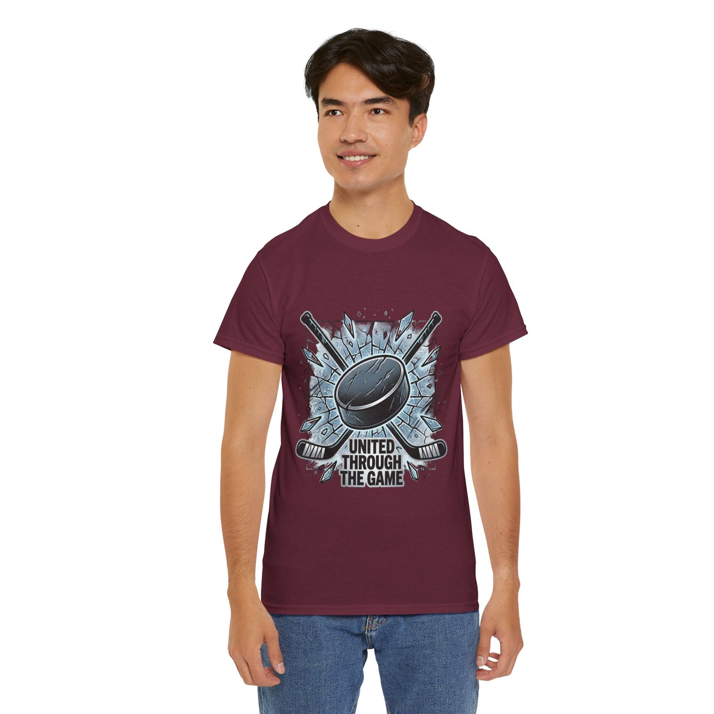 Hockey T-Shirt — "United Through the Game" Graphic Tee