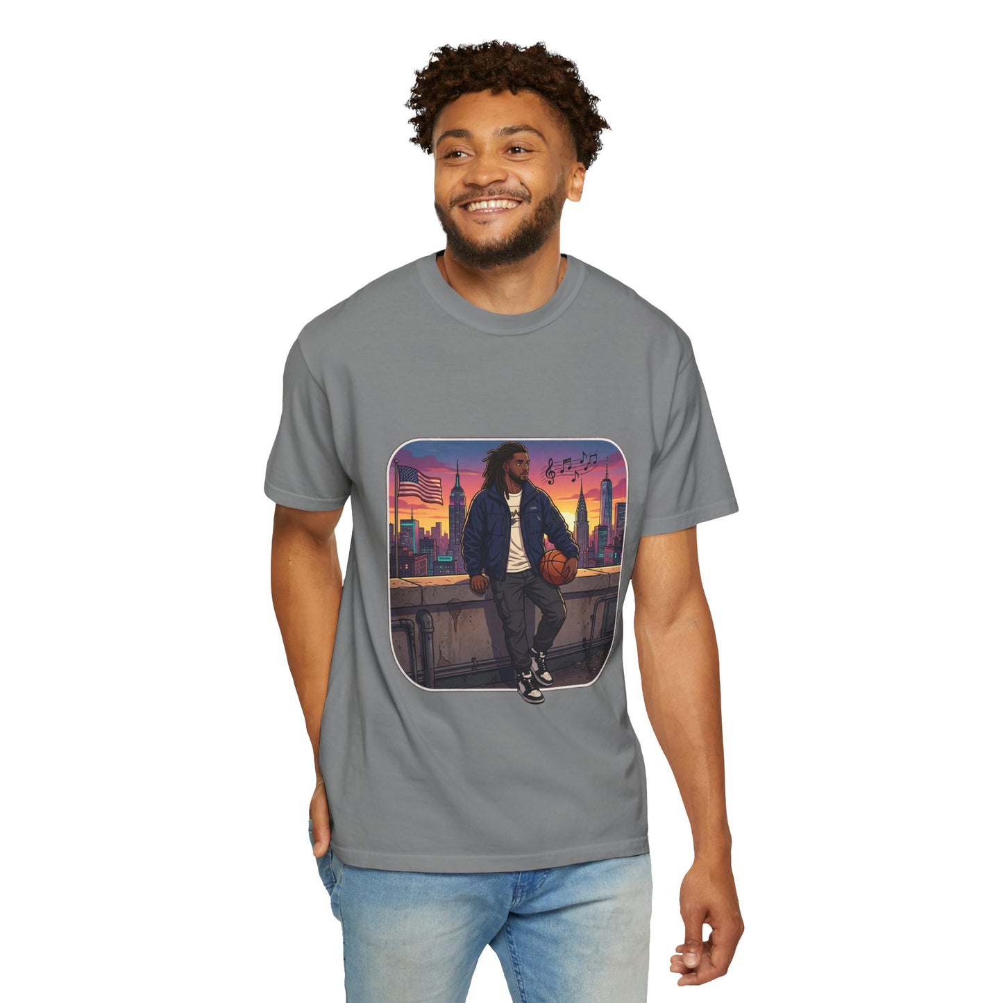 City Sunset Basketball Player T-Shirt — Urban Hoop Lifestyle Tee