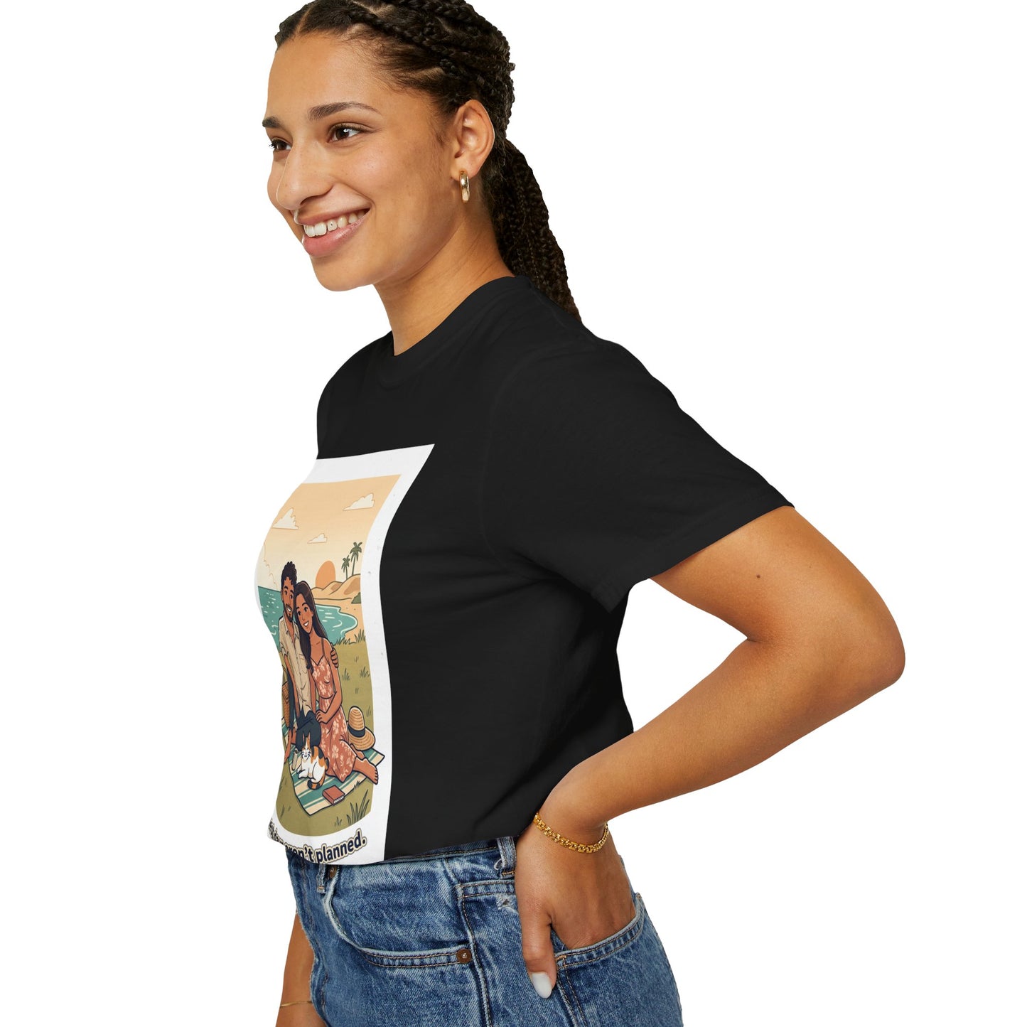 Beach Picnic Couple T‑Shirt — “The best days aren’t planned.” Relaxed Vacation Tee