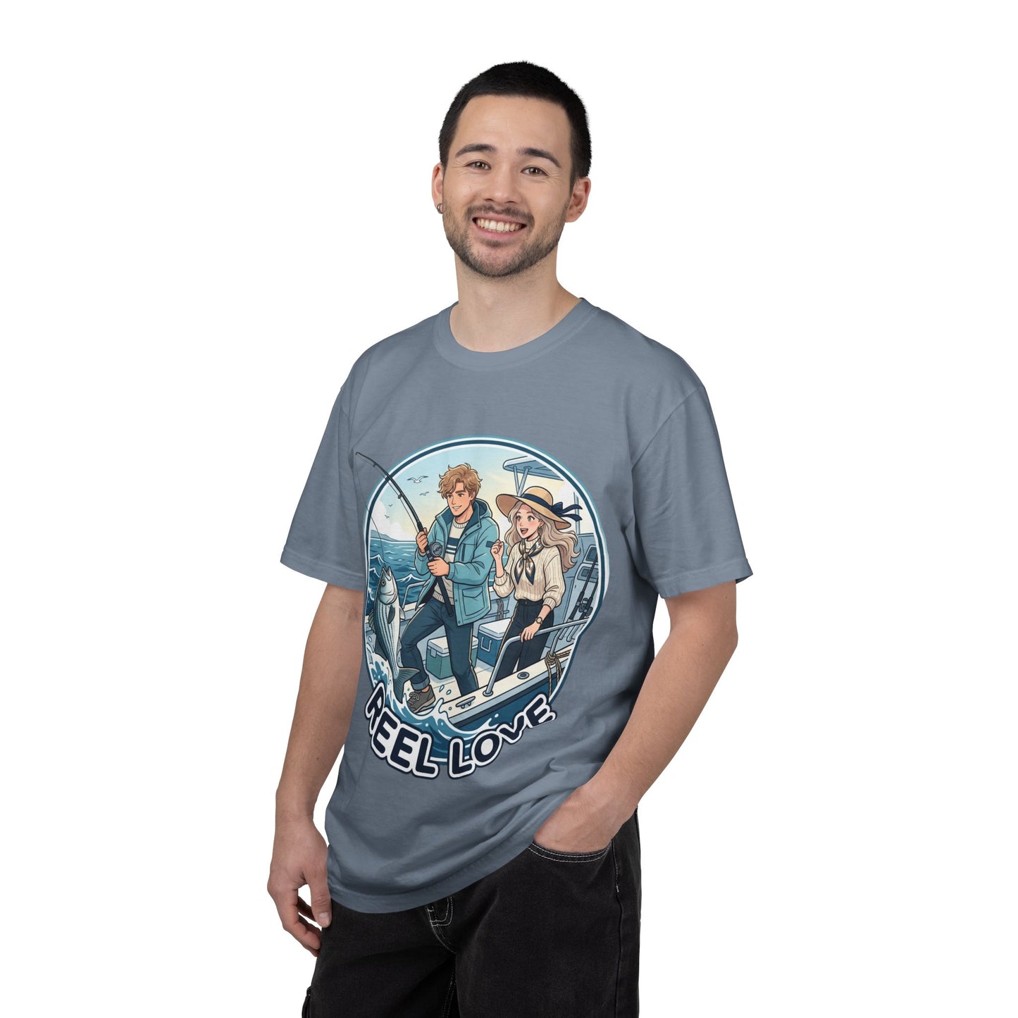 Reel Love Fishing T-Shirt — Cute Couple Anglers Graphic Tee
