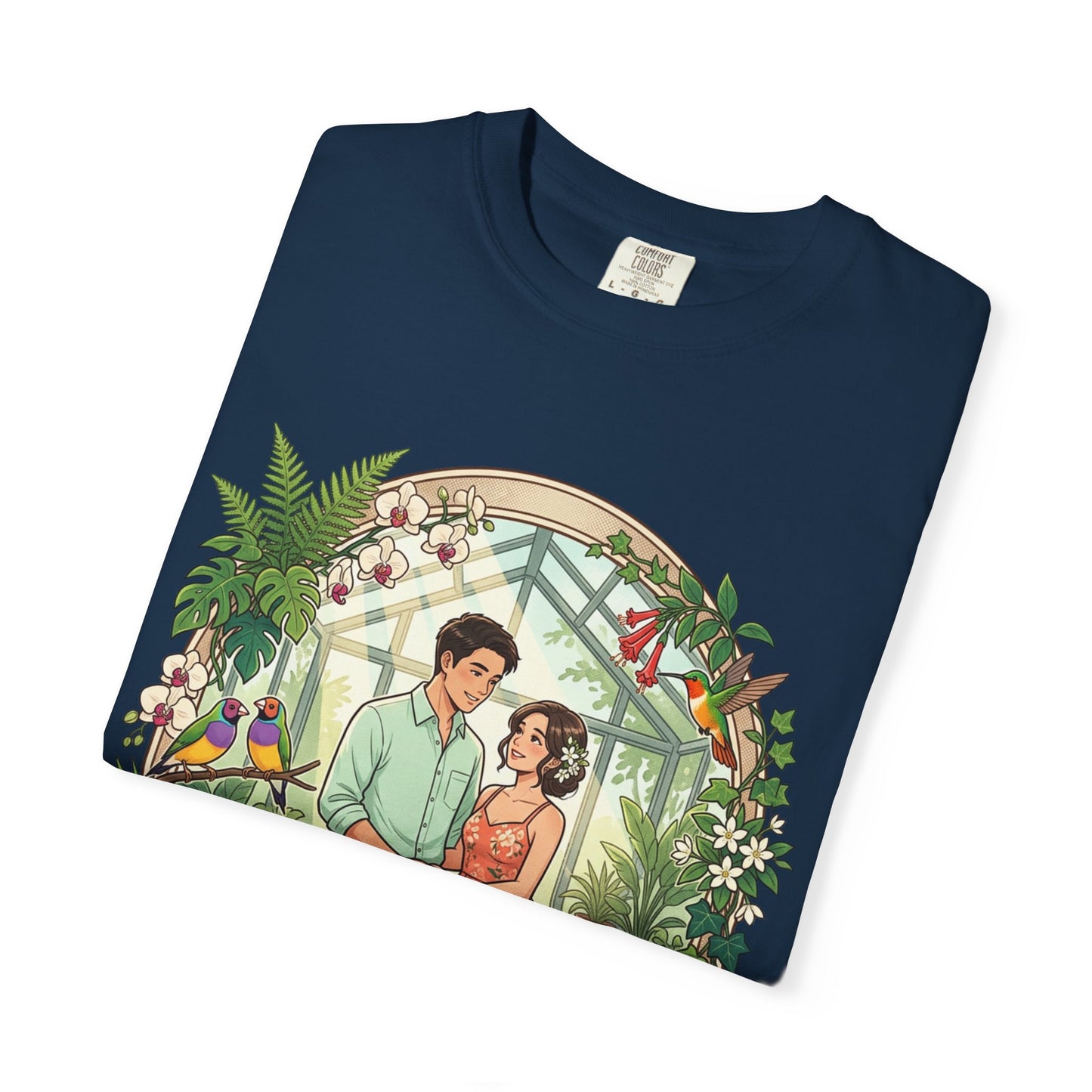 Romantic Greenhouse Couples T-Shirt — “Love Grows Where We Nurture It”