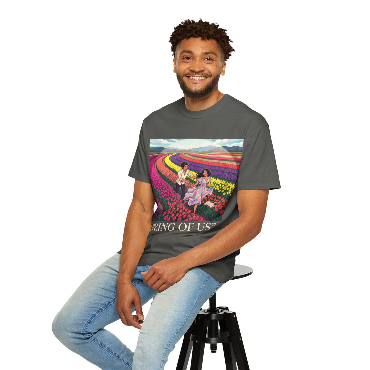 Spring of Us T-Shirt — Floral Field Vintage Couple Graphic Tee