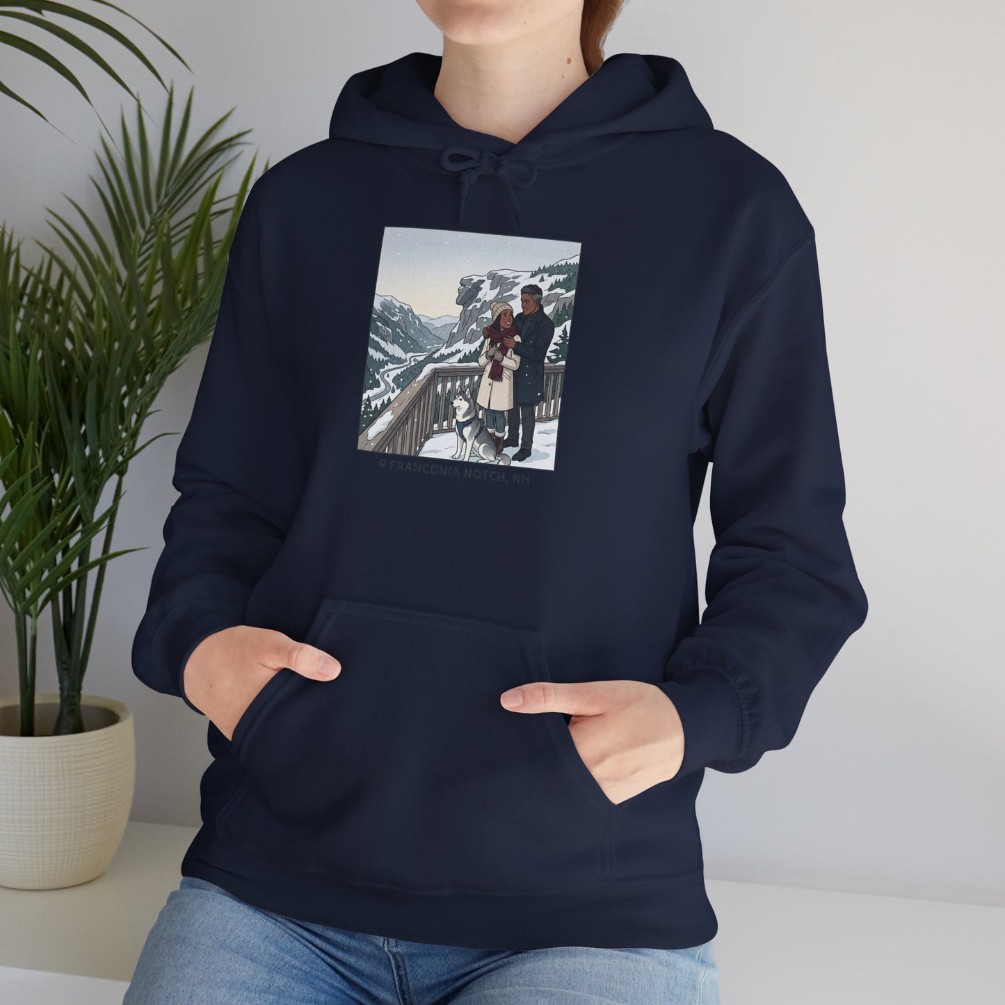 Winter Couple Photo Hoodie — Vintage Alps Travel Graphic Sweatshirt