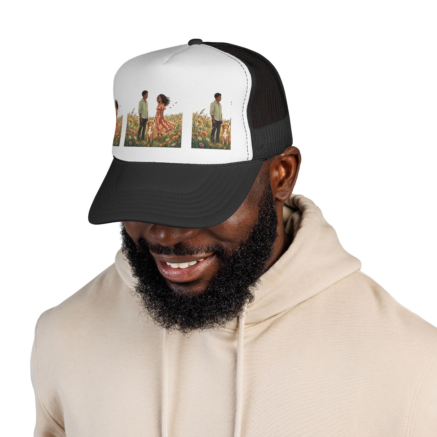 Trucker Cap — Boho Couple Meadow Illustration Hat