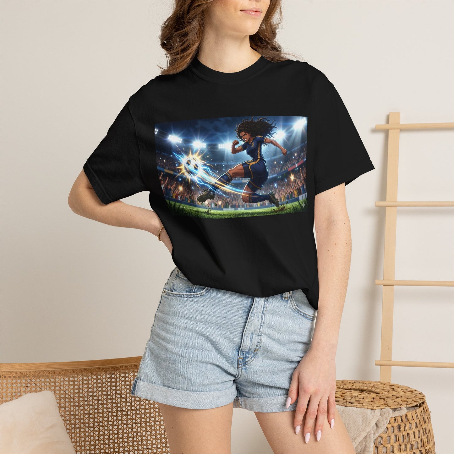 Soccer Kick Graphic T-Shirt — Energetic Stadium Football Design