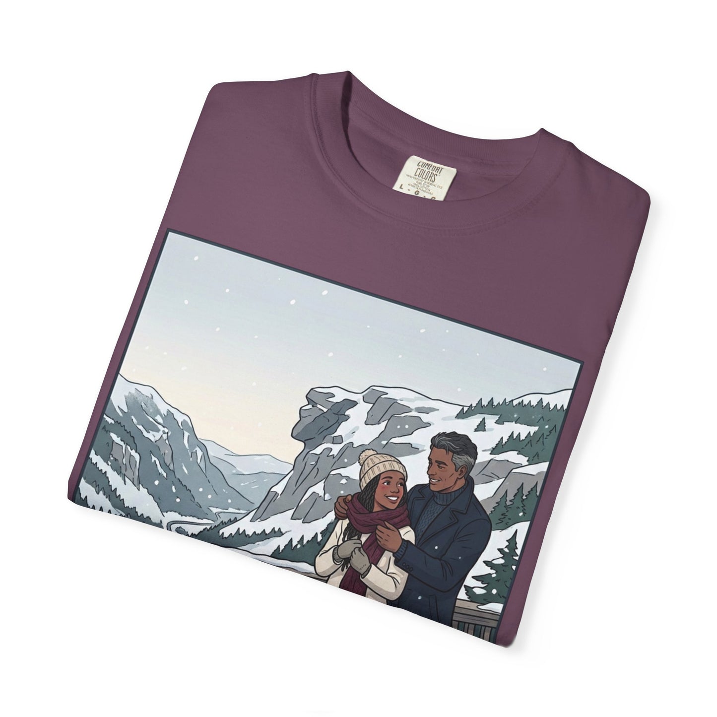 Franconia Notch NH Winter View T-Shirt — Scenic Couple & Husky Travel Tee