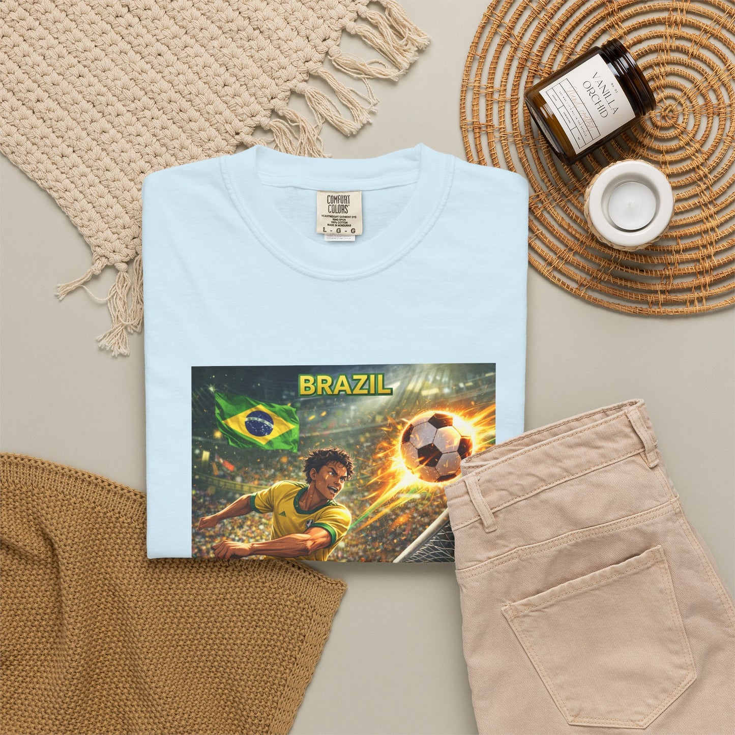 Brazil Soccer T-Shirt – Vintage Player Kick Graphic (Brazil)