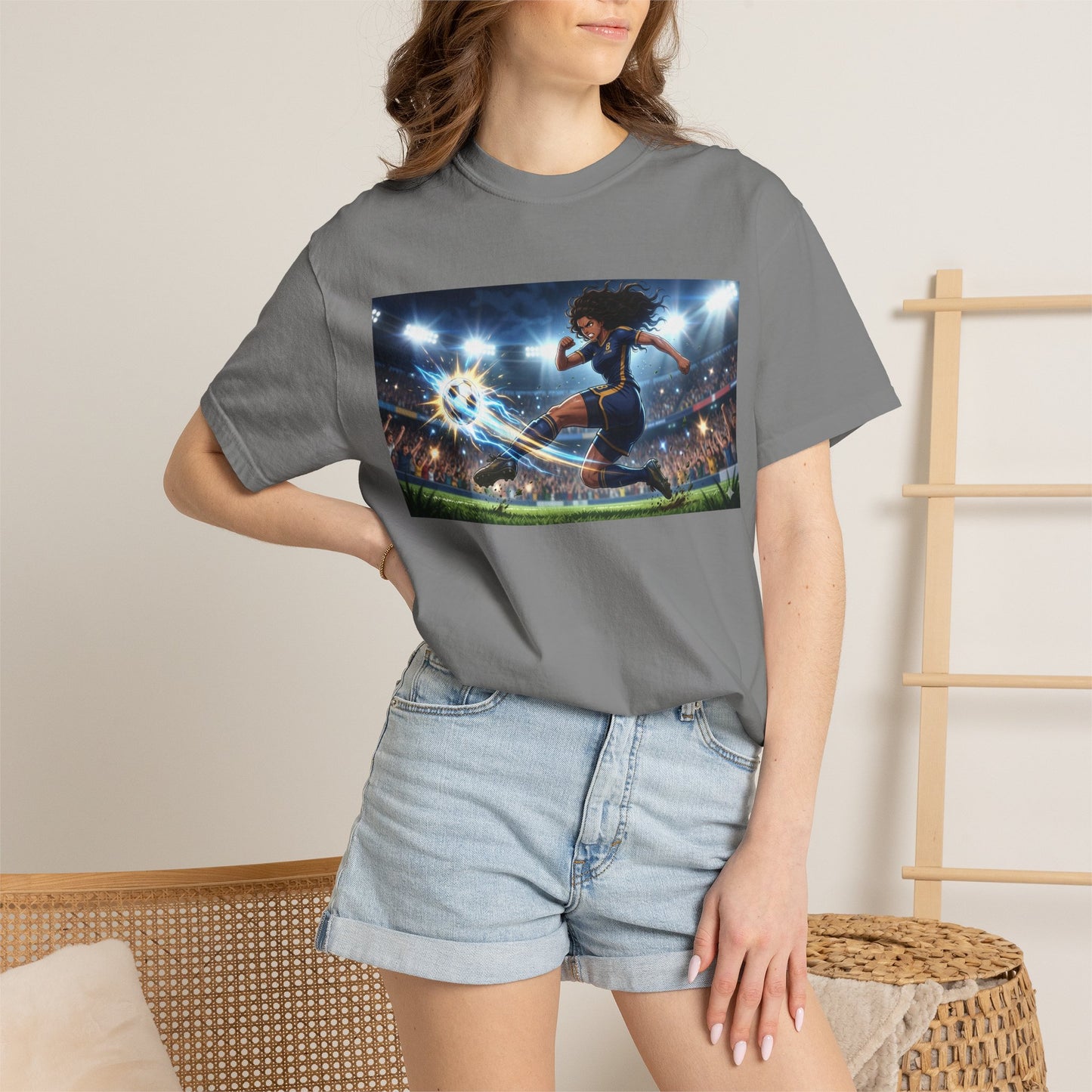 Soccer Kick Graphic T-Shirt — Energetic Stadium Football Design