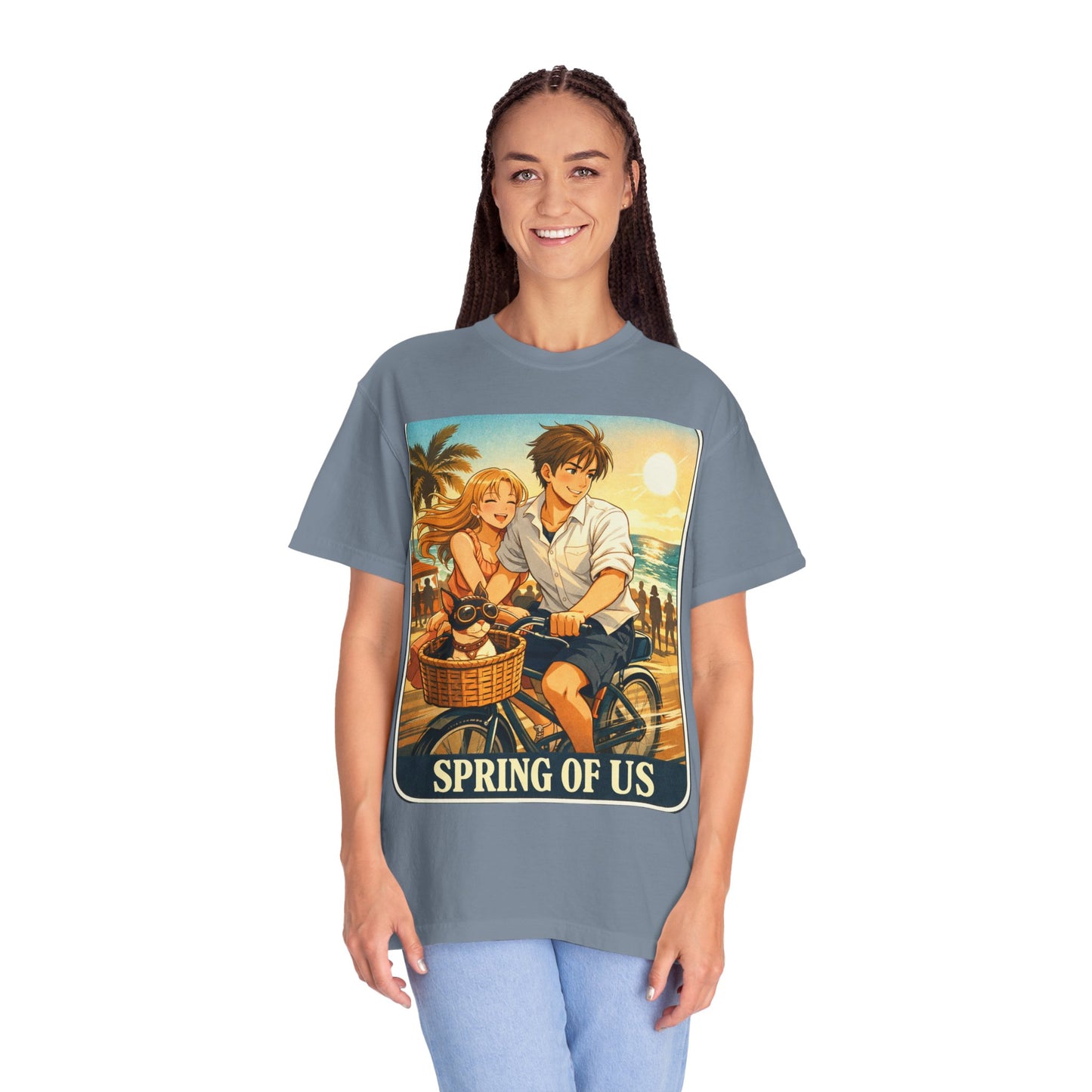 Spring of Us T-Shirt — Vintage Beach Couple Bicycle Design